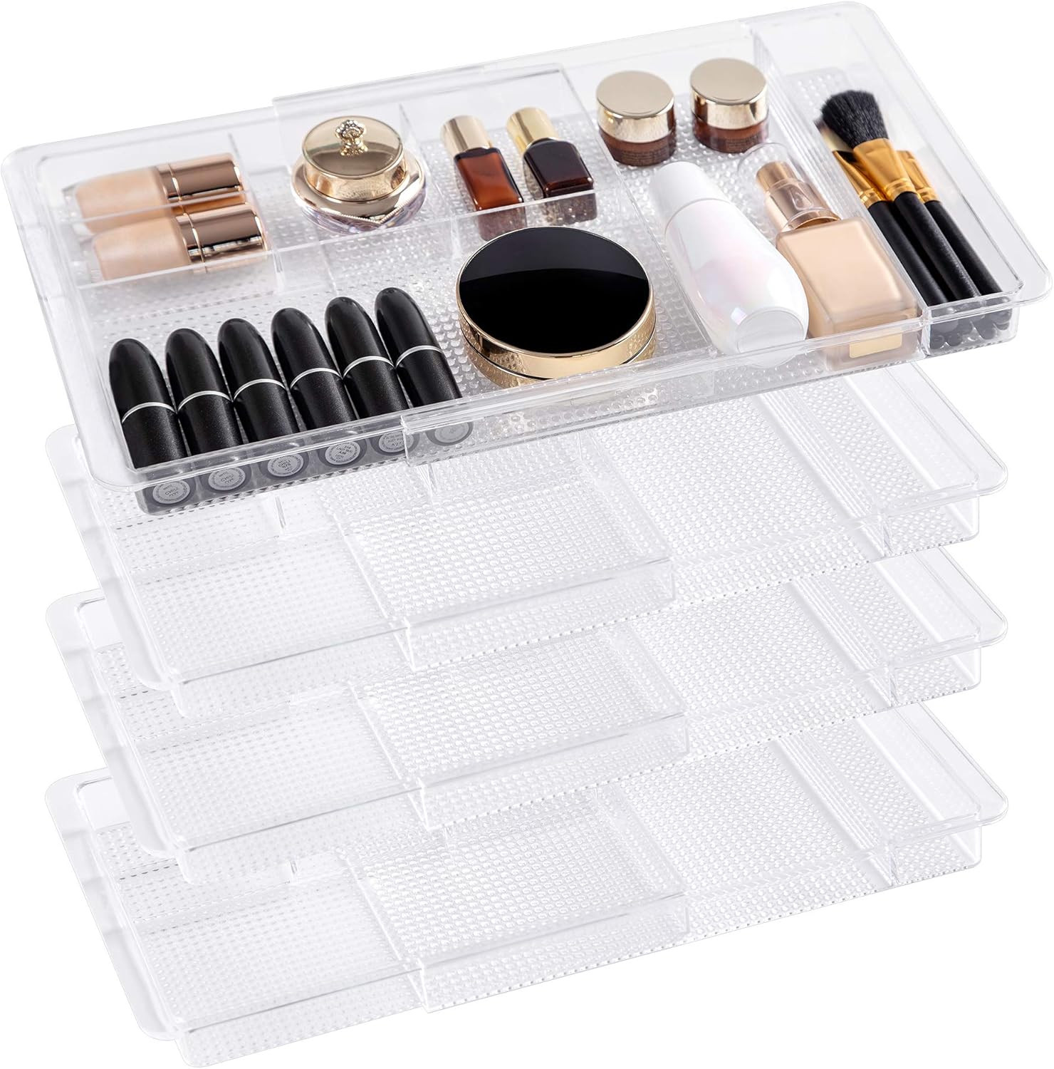 Expandable Drawer Organizer 11.1” to 19.2” Width, Shallow Cosmetic Organizer 1.3