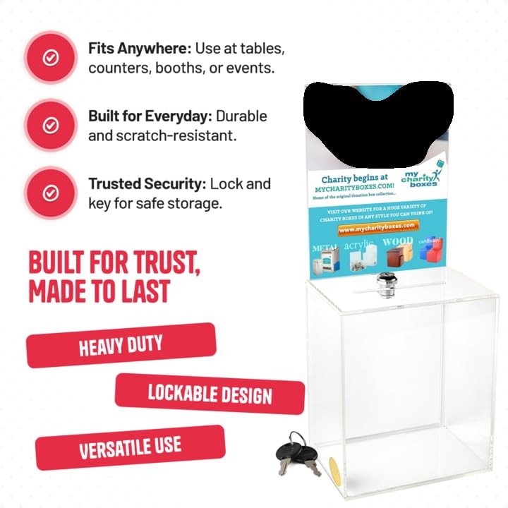 My Charity Boxes Extra Large Suggestion And Donation Size 16 X 8 X 6 Clear