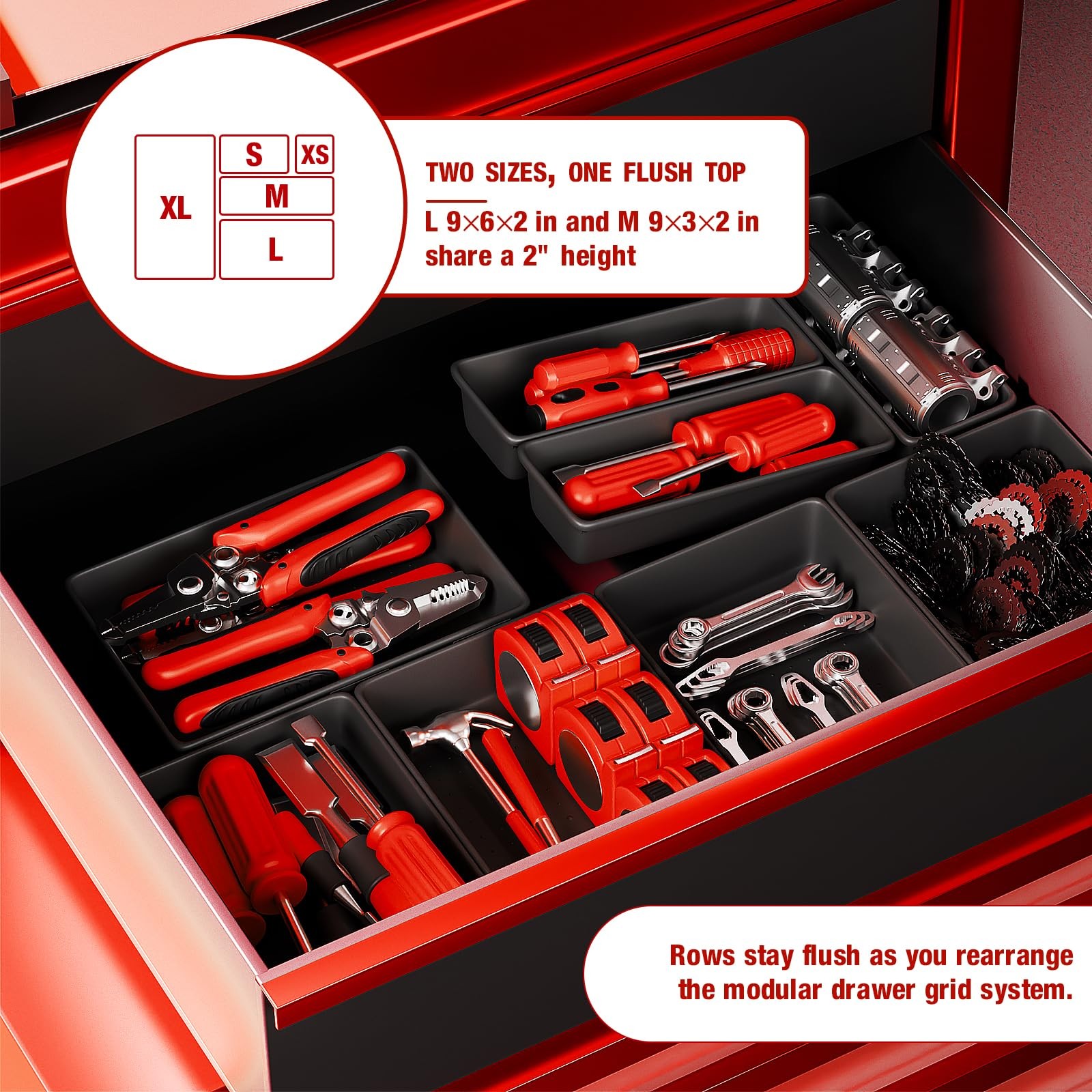 inihpocv 10 PCS Tool Box Drawer Organizers, Large & 9x6x2 inches, 10PCS(L+M)
