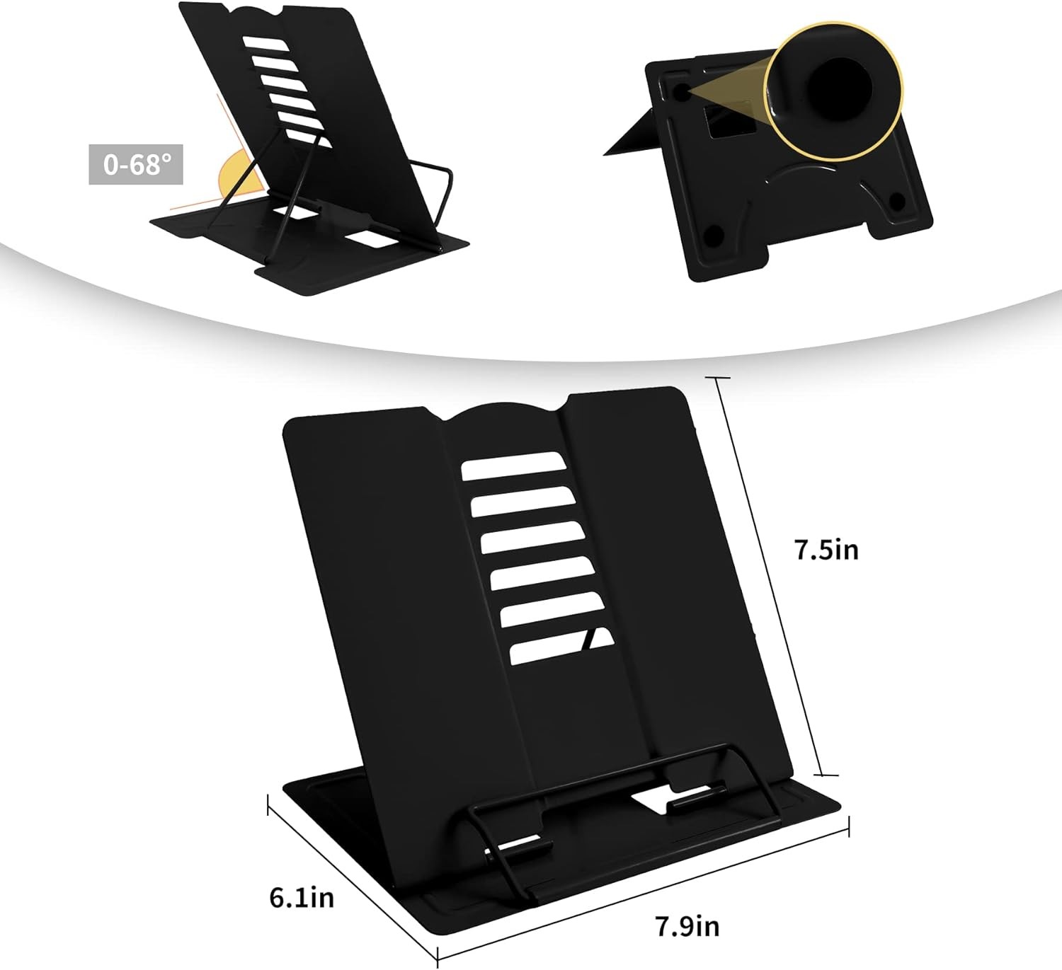 Metal Adjustable Book Holder Stand for Reading Desk Kitchen Office