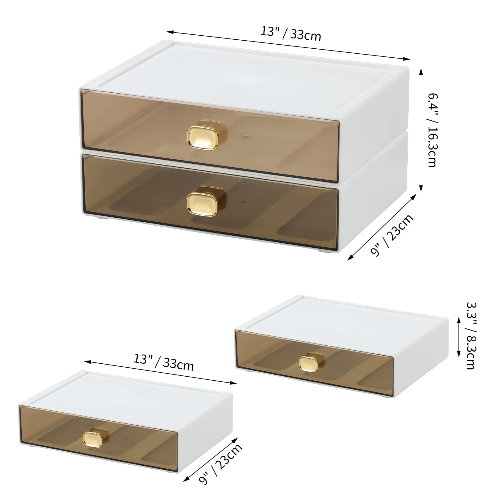 OSteed Spacious Desktop Storage Box, 2 Large 2 Drawers, White