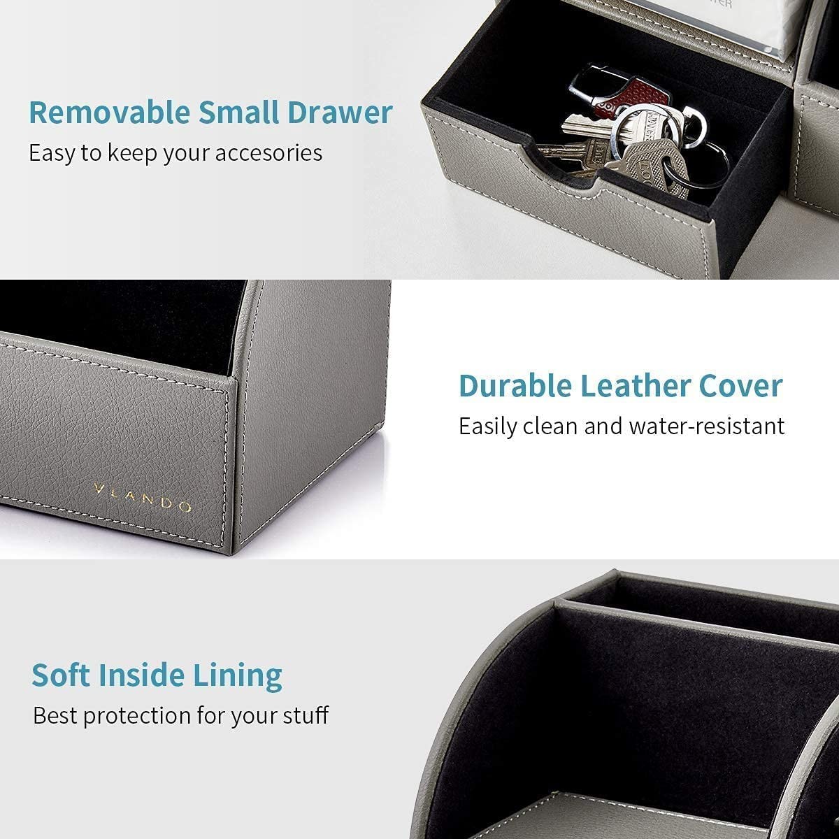 Office Desk Organizer Leather Desktop Organizer Caddy with Drawer for Storing…