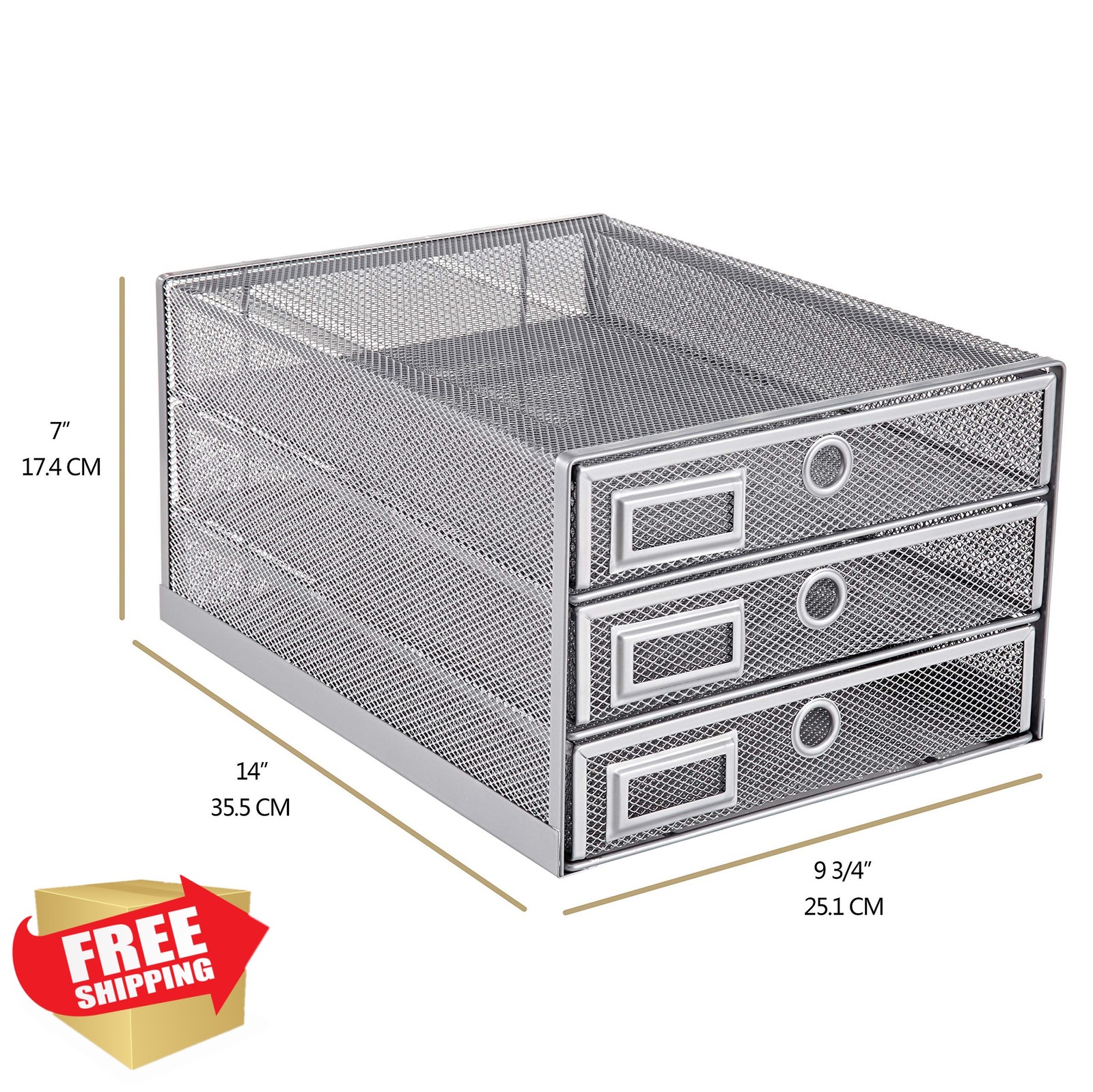 Annova Desk Organizer Wire Mesh 3 Tier Silver