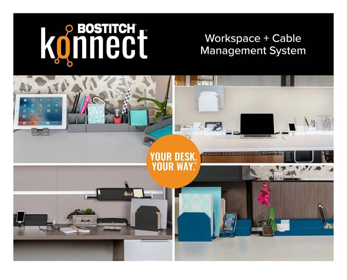 Bostitch Konnect*3 Piece File Organizer**GRAY 4 Ways to Mount**BNIP