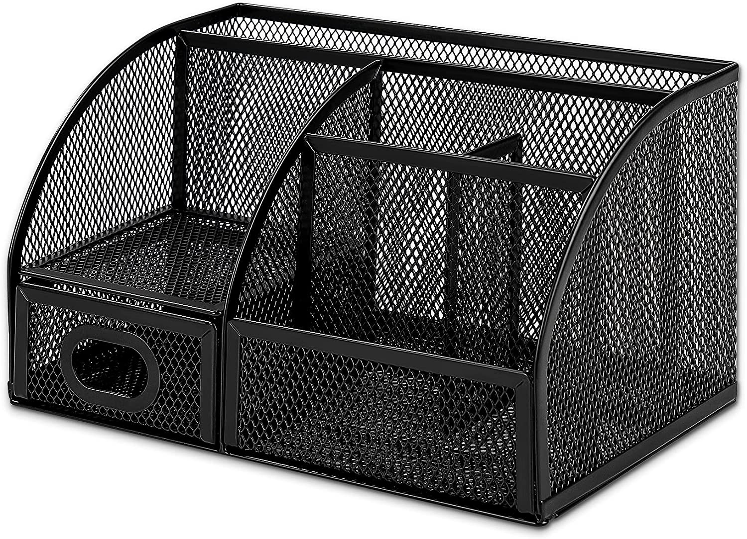 Amazon Basics Mesh Pen Holder and Desktop Desk Organizer, Office Caddy Storage f