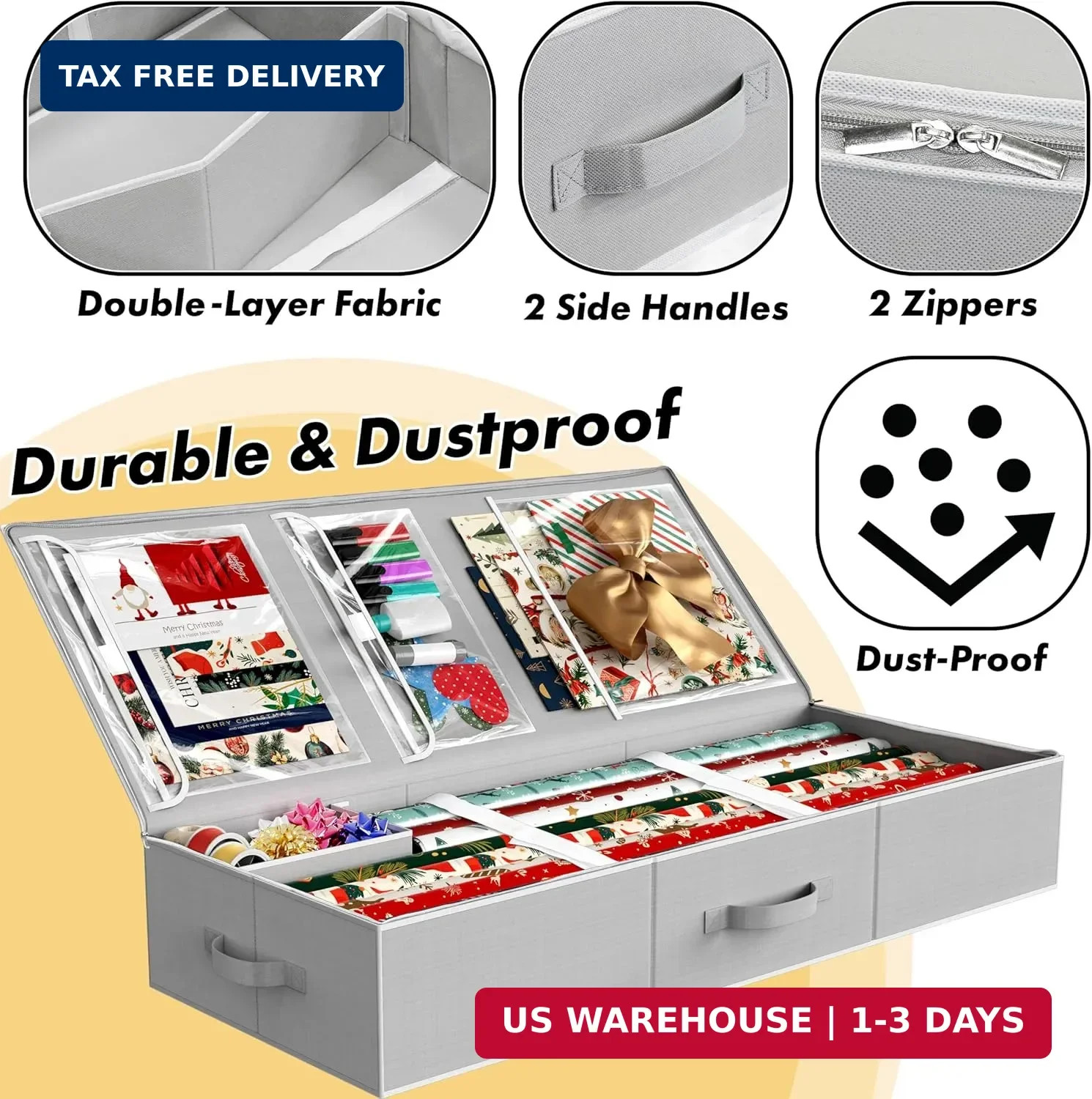 Simple Houseware 41.5″ Wrapping Paper Storage Organizer – Fits 40 Rolls with Adj