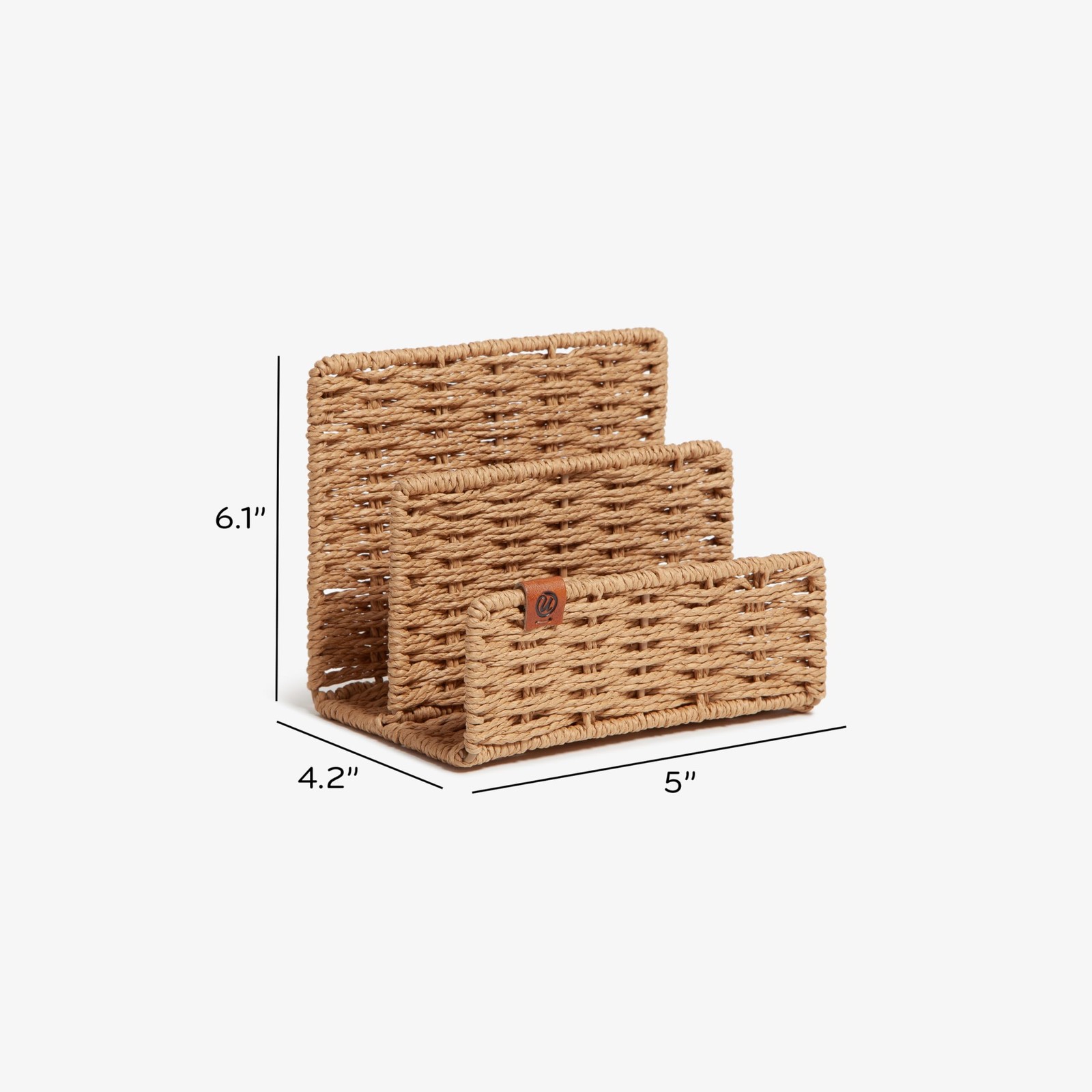 Beige Woven Letter Sorter Desk Organizer Natural Elegant Office Accessory