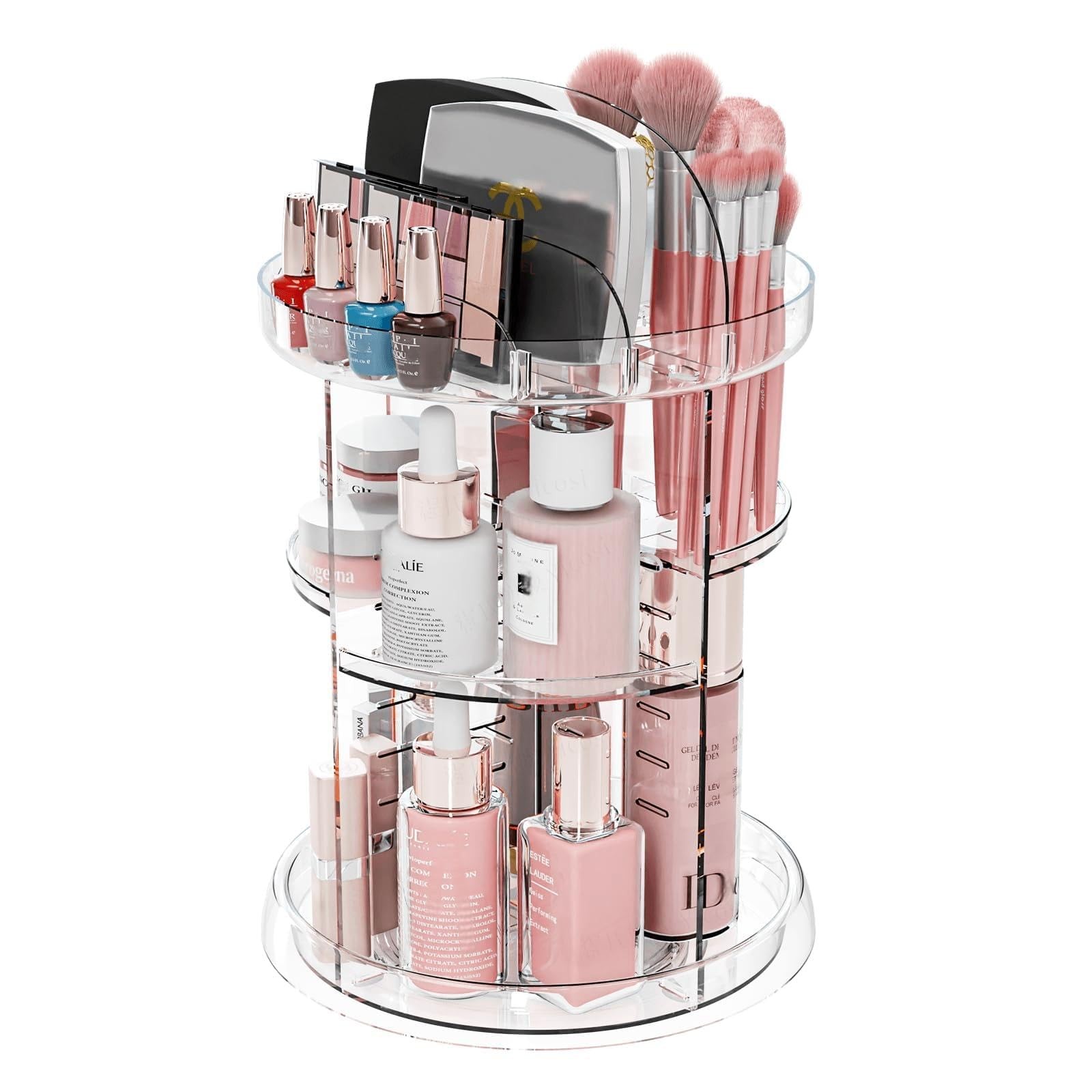 Yieach 360 Rotating Makeup Organizer for NO Patterns Decor, Clear