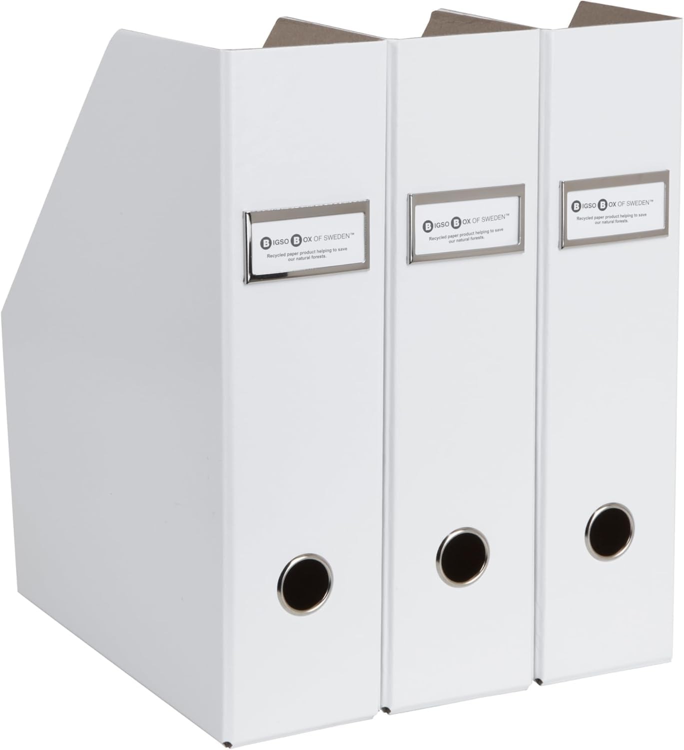 Bigso Fiona 3 Piece Fiberboard Upright Magazine Storage Pack of 1, White