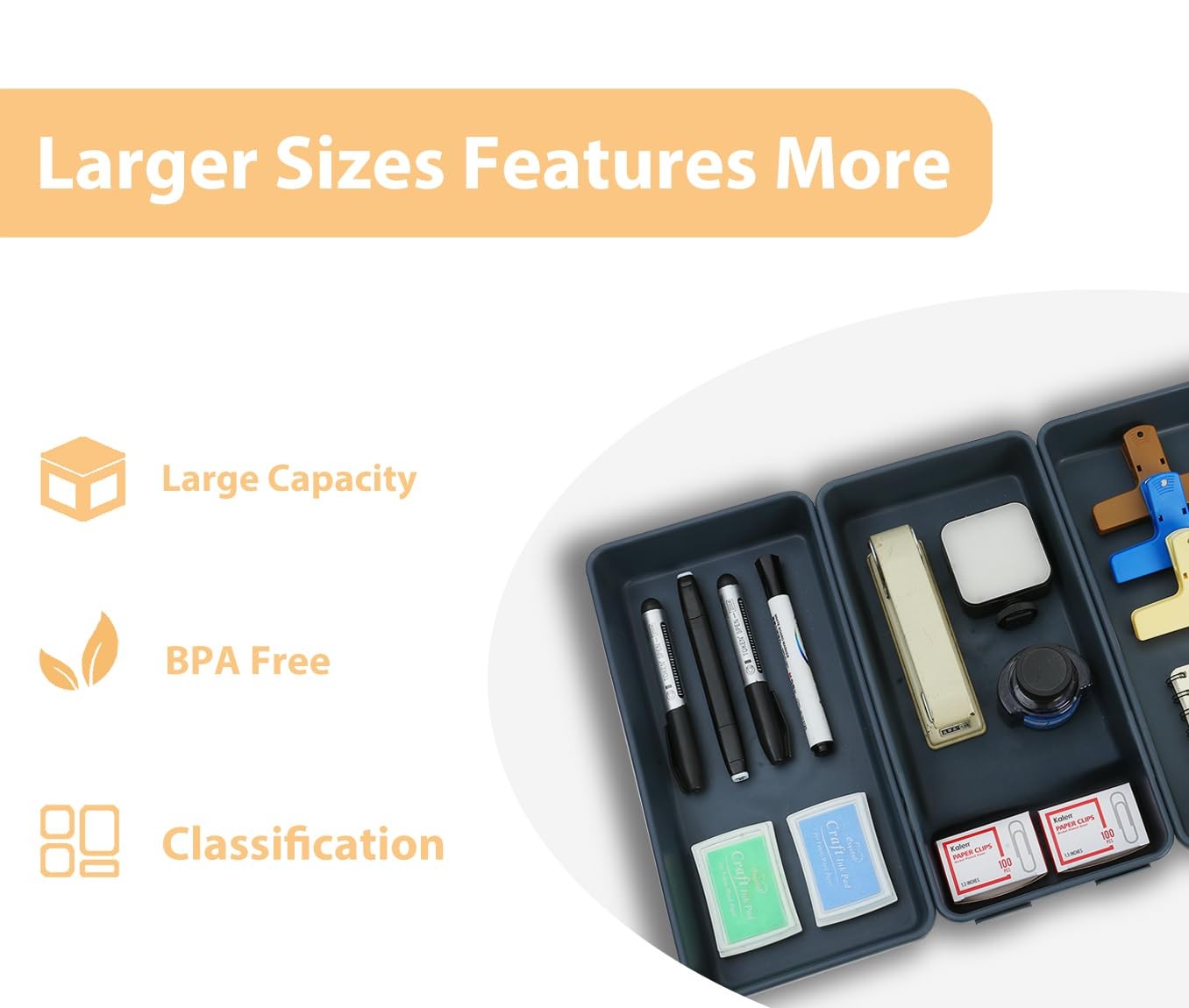 3PCS Large Plastic Drawer Organizer, 12″ X 6″ Desk Drawer Organizer and Stora…