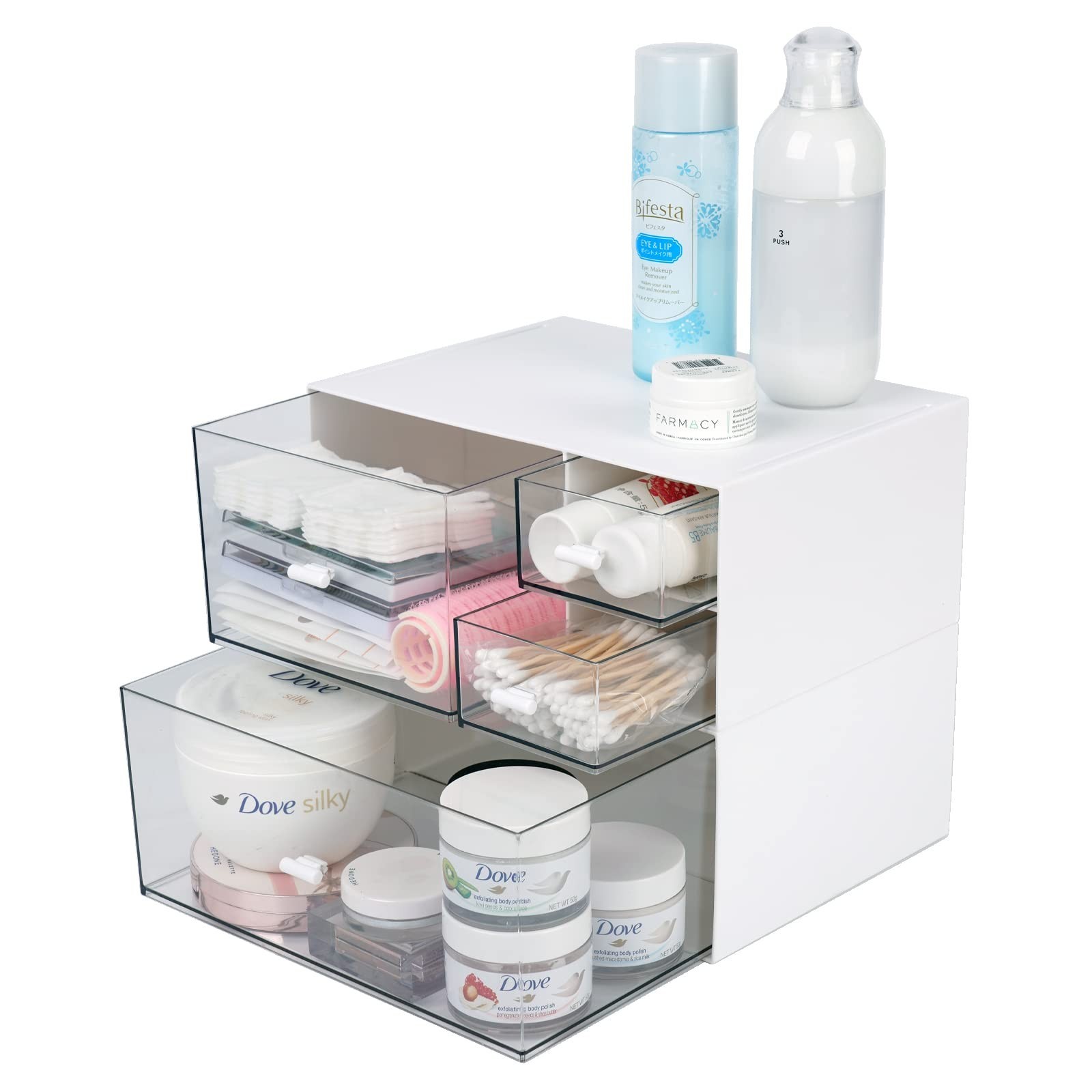 Desk Craft Organizer and Storage with 4 Mixed Drawers, Stackable Plastic Desk…