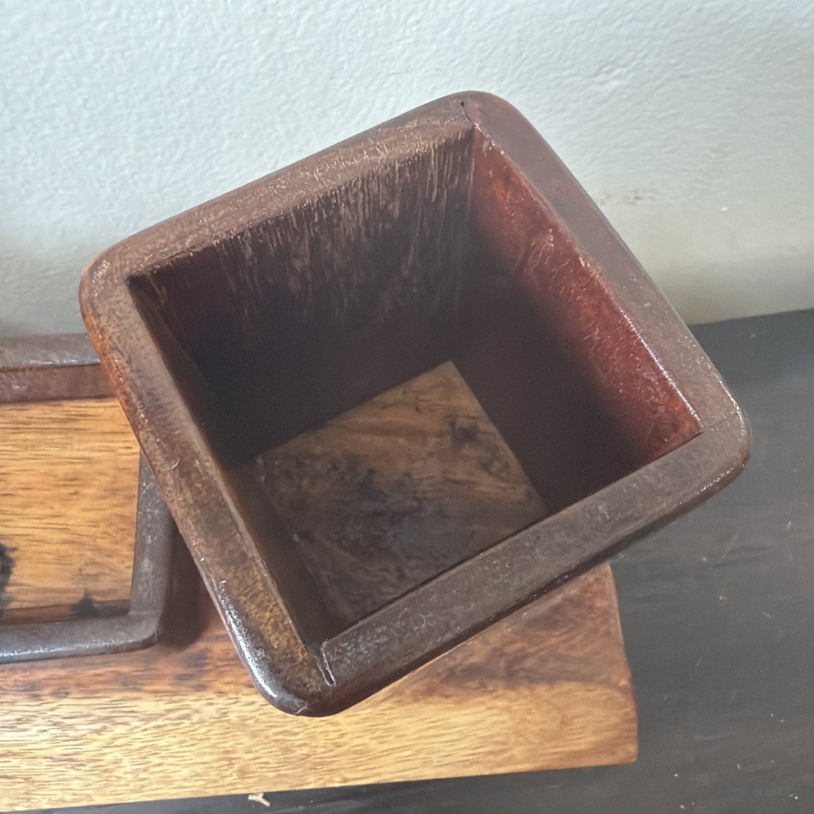 Wooden Handmade Desktop Organizer Cards Pencils Change Holder