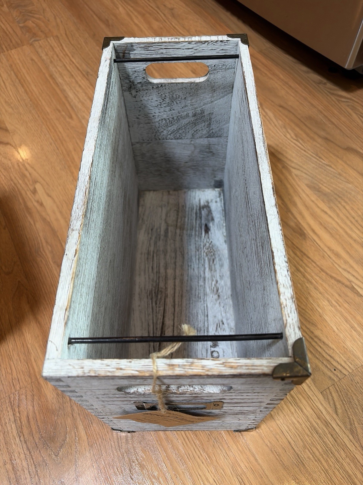 Basketville Rustic Wood table Top file Box Organizer NWT Farmhouse Style