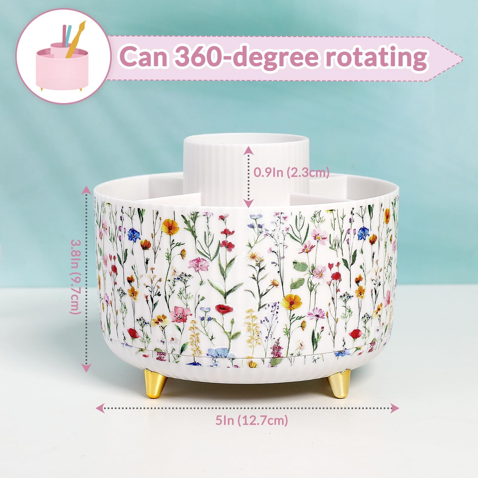 360 Degree Rotating Desk Organizer, Dual-Purpose Pencil Pen Holder for Deskto…
