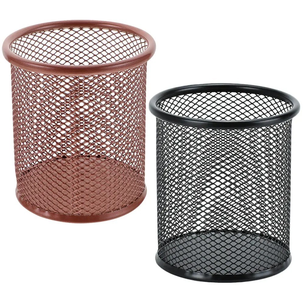 2Pcs Mesh Pen Holder Pencil Cup Storage Organizer Metal Desktop Pen Container Of