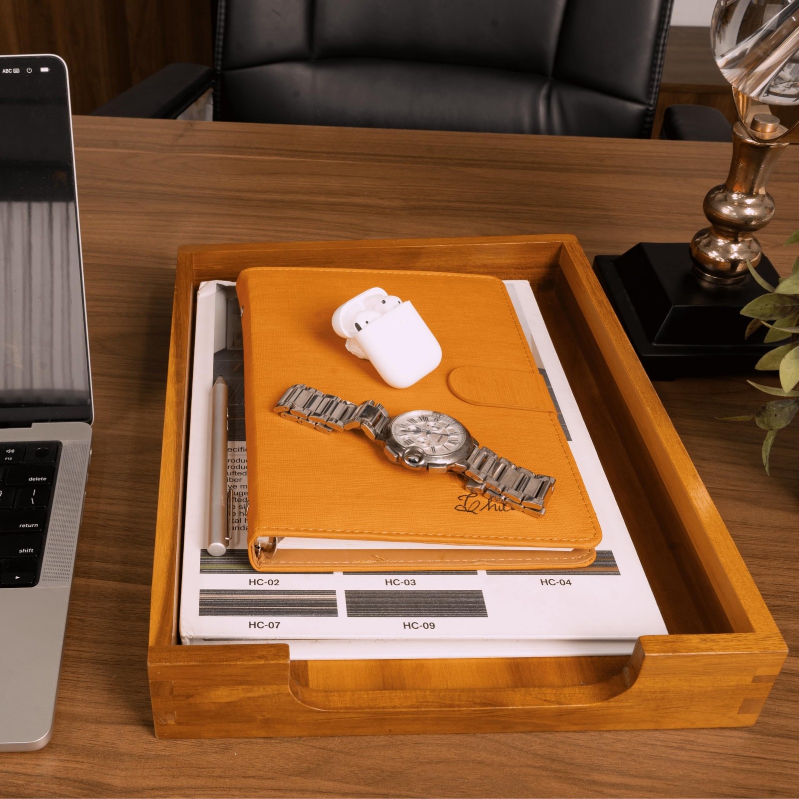 Wood Letter Tray Desktop Organizer for Files, Documents, Magazines