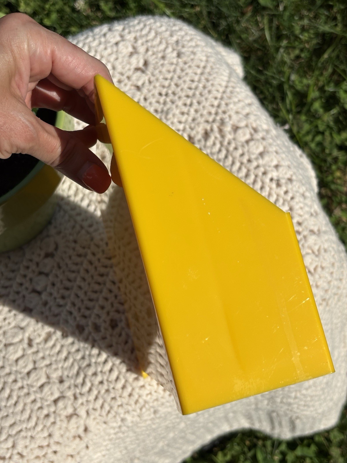 Vintage Yellow Desk Organizer Plastic Mail Paperwork Pen Holder