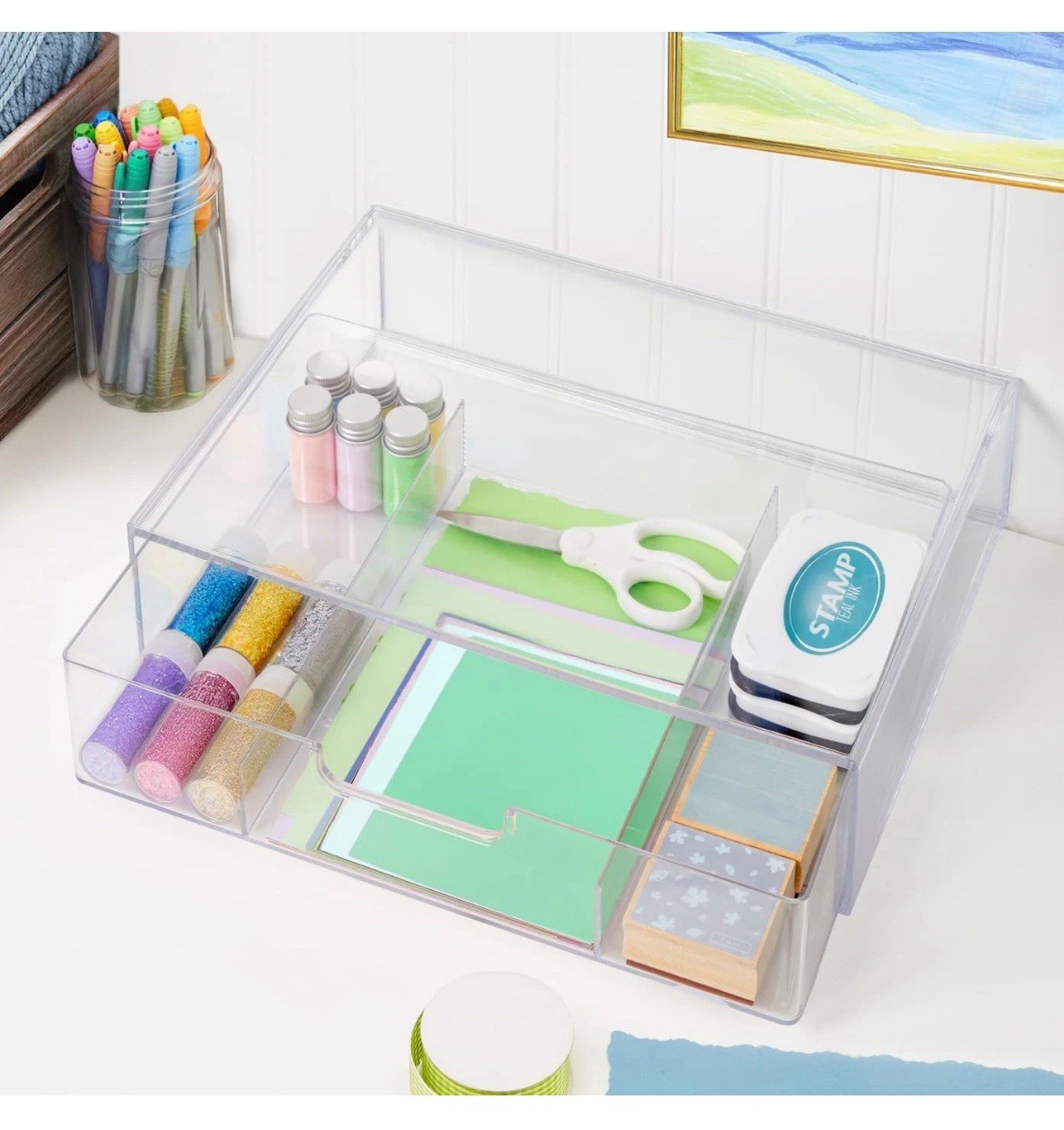 STAX Plastic Stackable Organizer Divided Drawer in Clear | 12.5-inches Wide New!