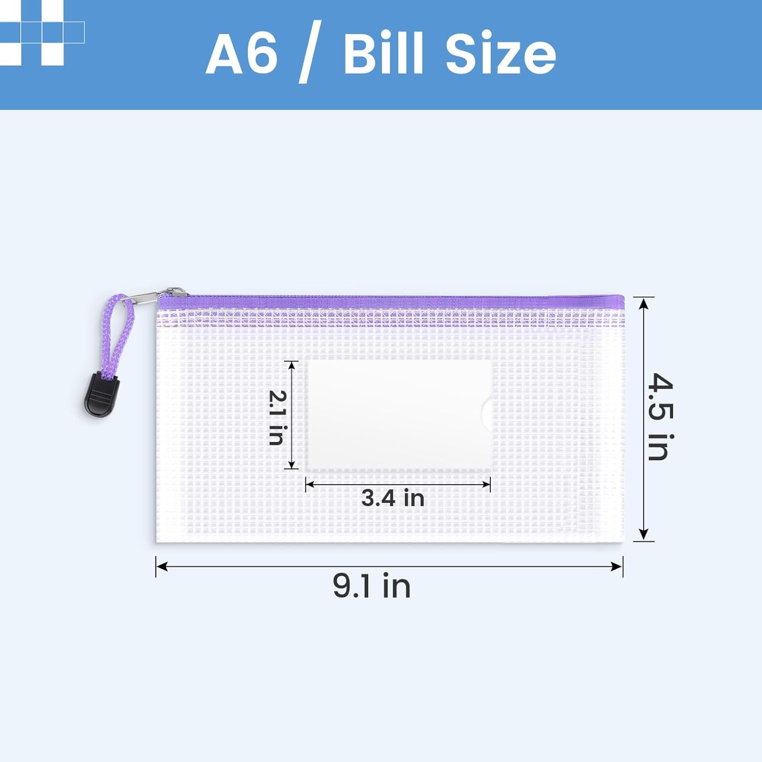 24 Pack Mesh Zipper Pouch Bags with Label Pocket, A6 (9.1×4.7 In) Small Pencil C