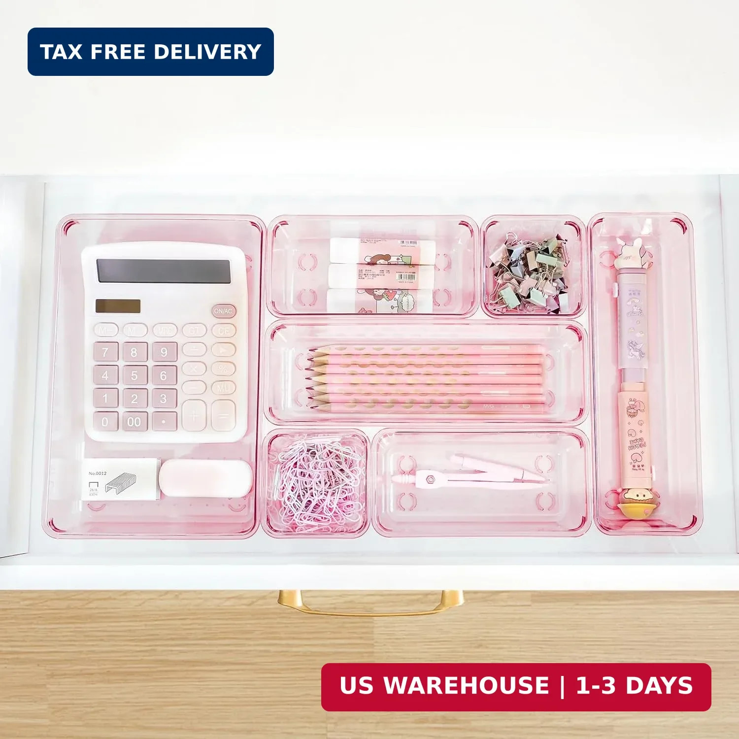 Kitchen Desk Drawer Organizers Storage for Office, Small Acrylic Vanity Trays Ma
