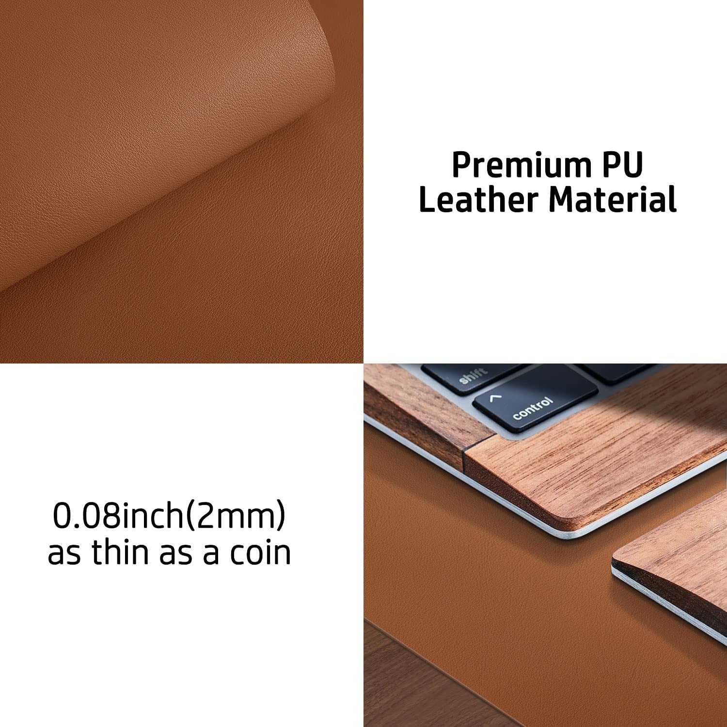 Aothia Leather Desk Pad Protector, Mouse Pad, Office 23.6″ x 13.7″, Brown