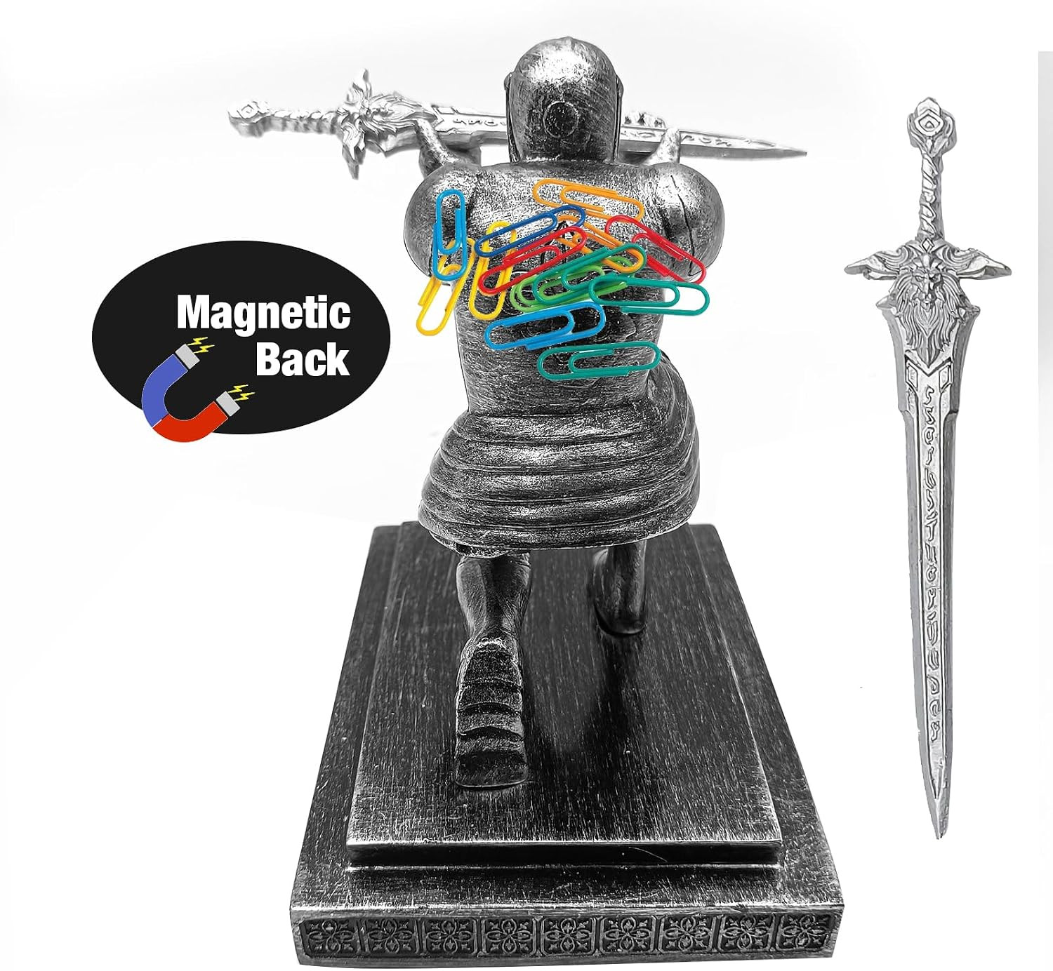 Knight Pen Holder,Knights Pen Stand with Magnet Sword,Executive Pen Stand,Resin