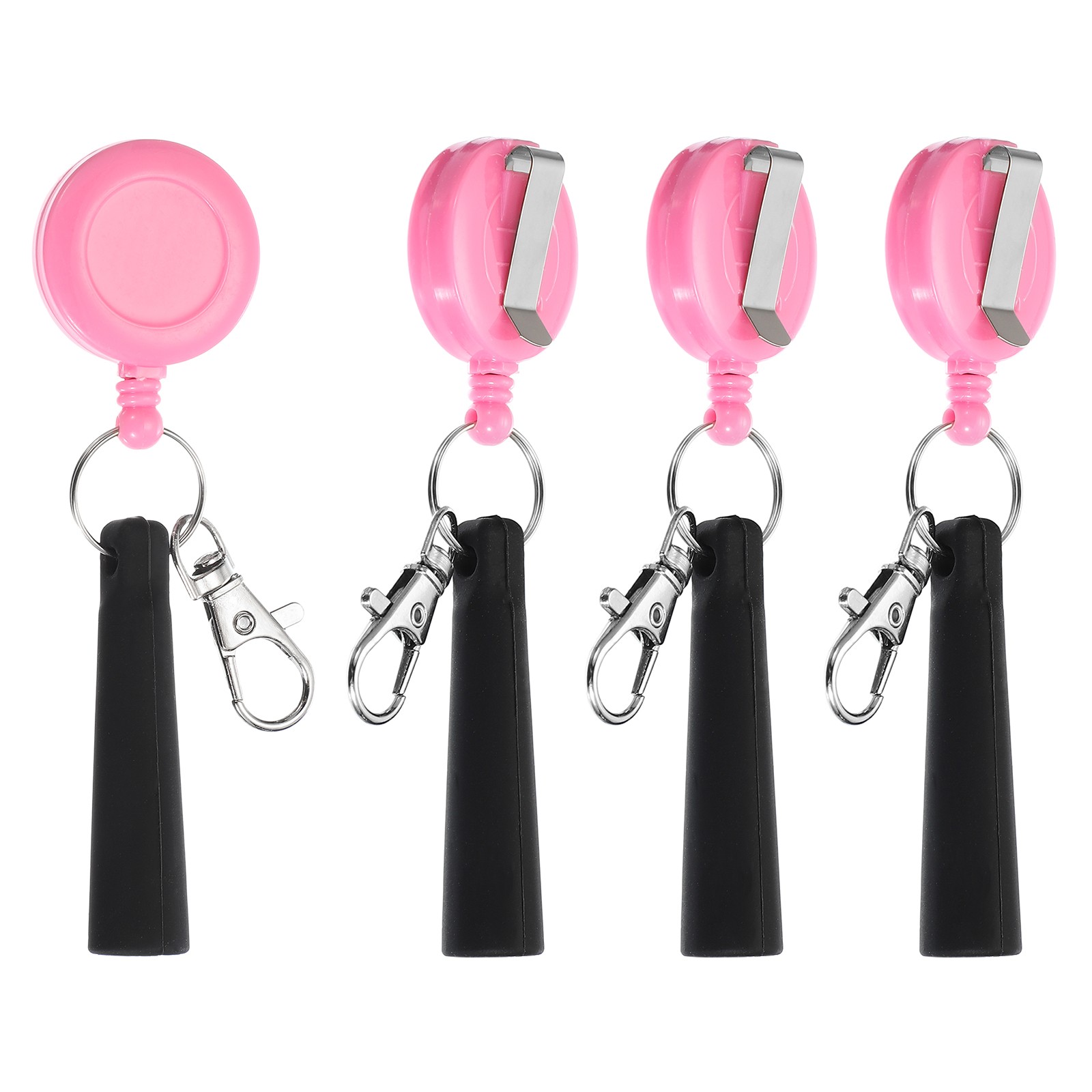 Retractable Pen Holder, 4pcs Pull Pen Pencil Holder Elastic Silicone, Pink