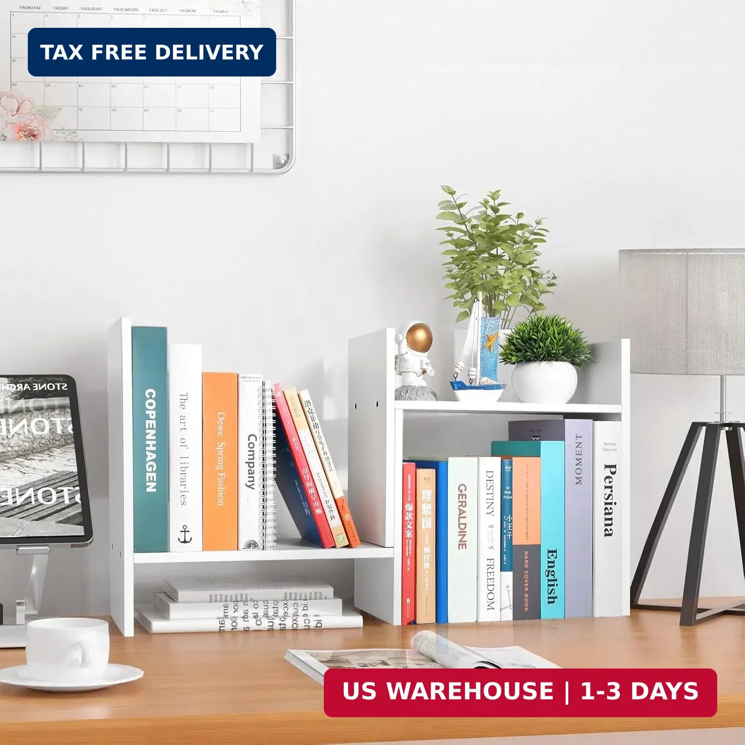 CITLOW Desktop Shelf Organizer – Adjustable Wood Desktop Bookshelf, Table Top Sh