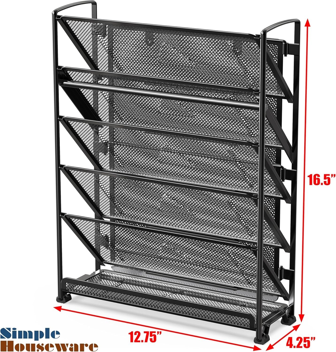 6-Tier Wall Mount Document Letter Tray Organizer, Black