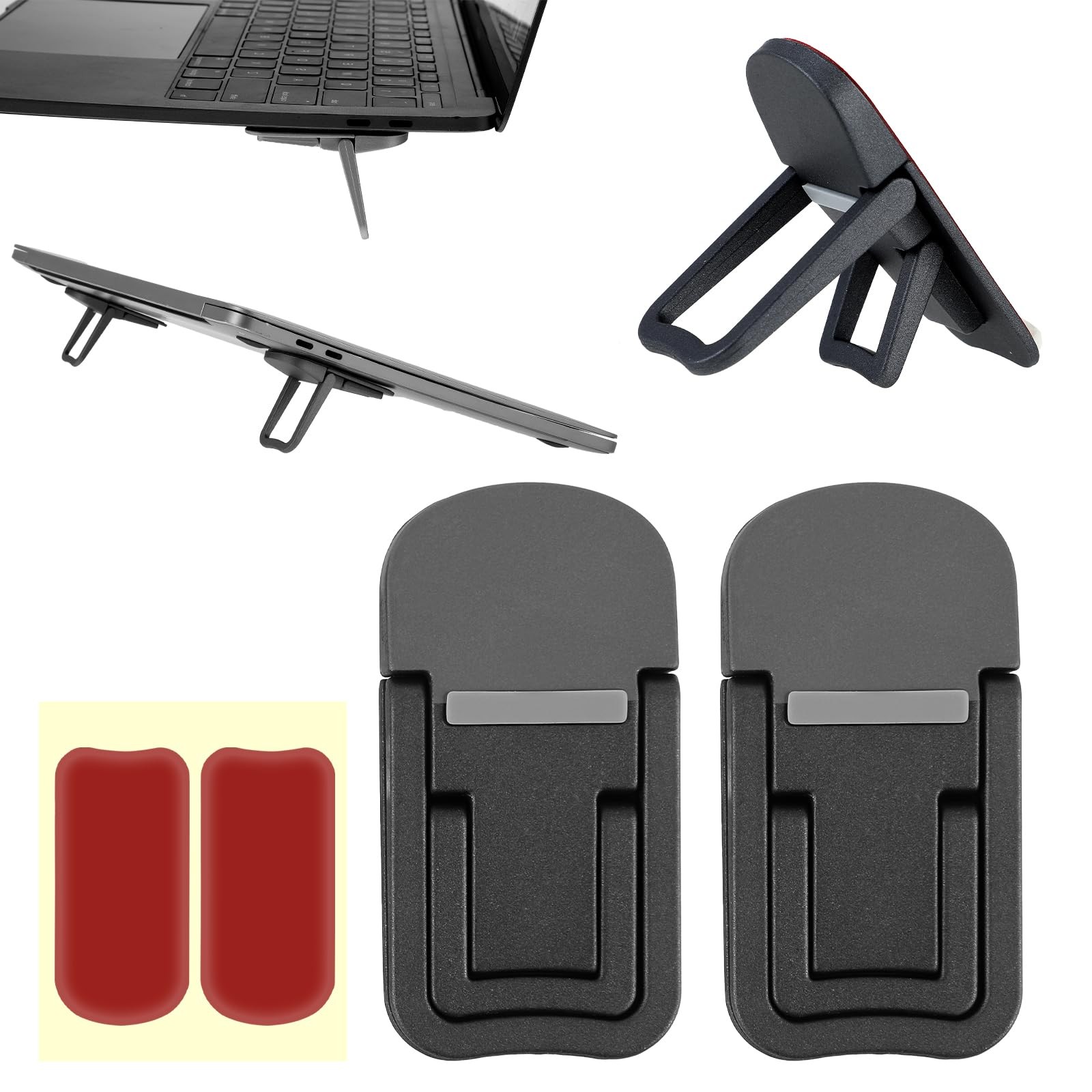 Bewudy 2 Pcs Portable Keyboard Riser, Dual Tilt Angle Adjustment Black
