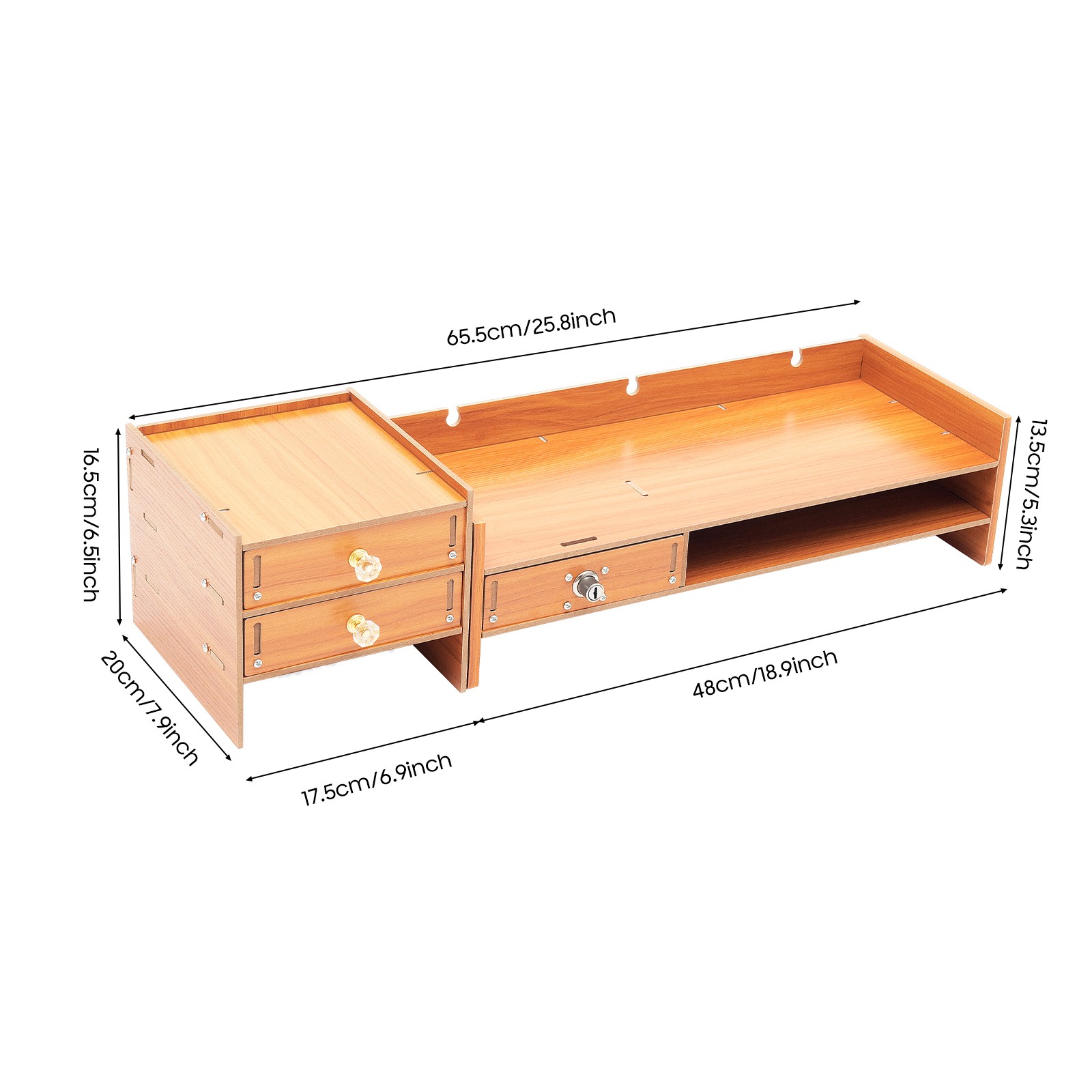 Wooden Desk Organizer with Drawers Office Supplies Computer Desktop Tabletop