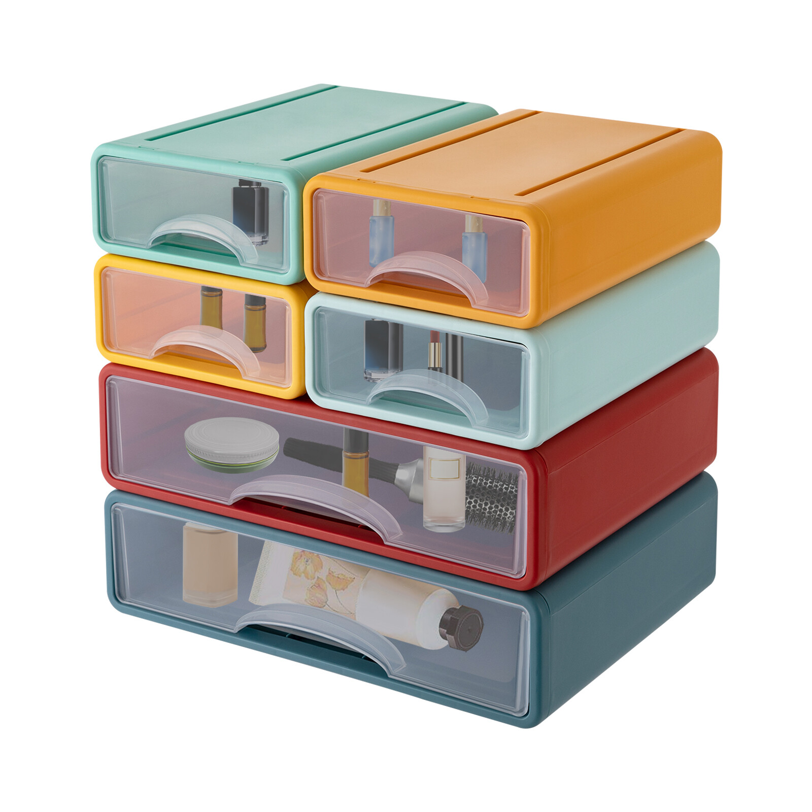 Desktop Drawer Organizer with 6 Stackable Drawers for Home & Office