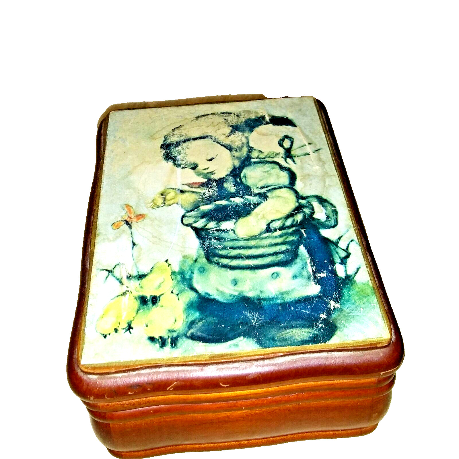 Hummel Girl with basket Vintage Music Box Japan Music not working