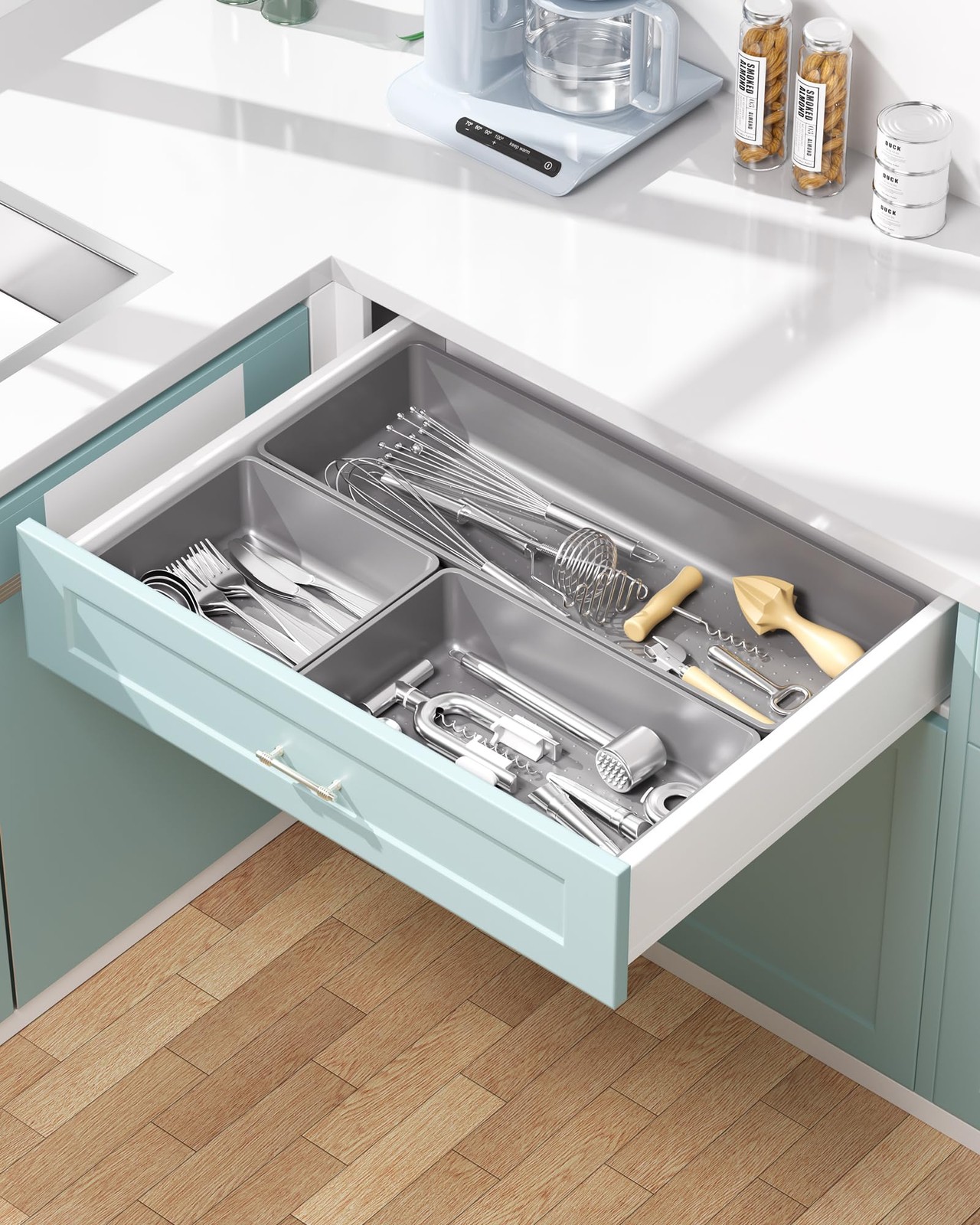 10 Pack Large Size Plastic Drawer Organizers Set, 3 Sizes Desk Drawer Organiz…