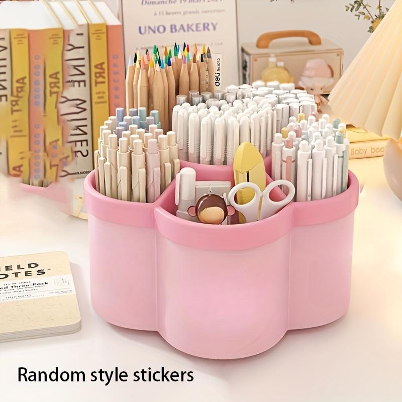 360° Rotating Cute Pen Holder Large Capacity Desktop Stationery Storage