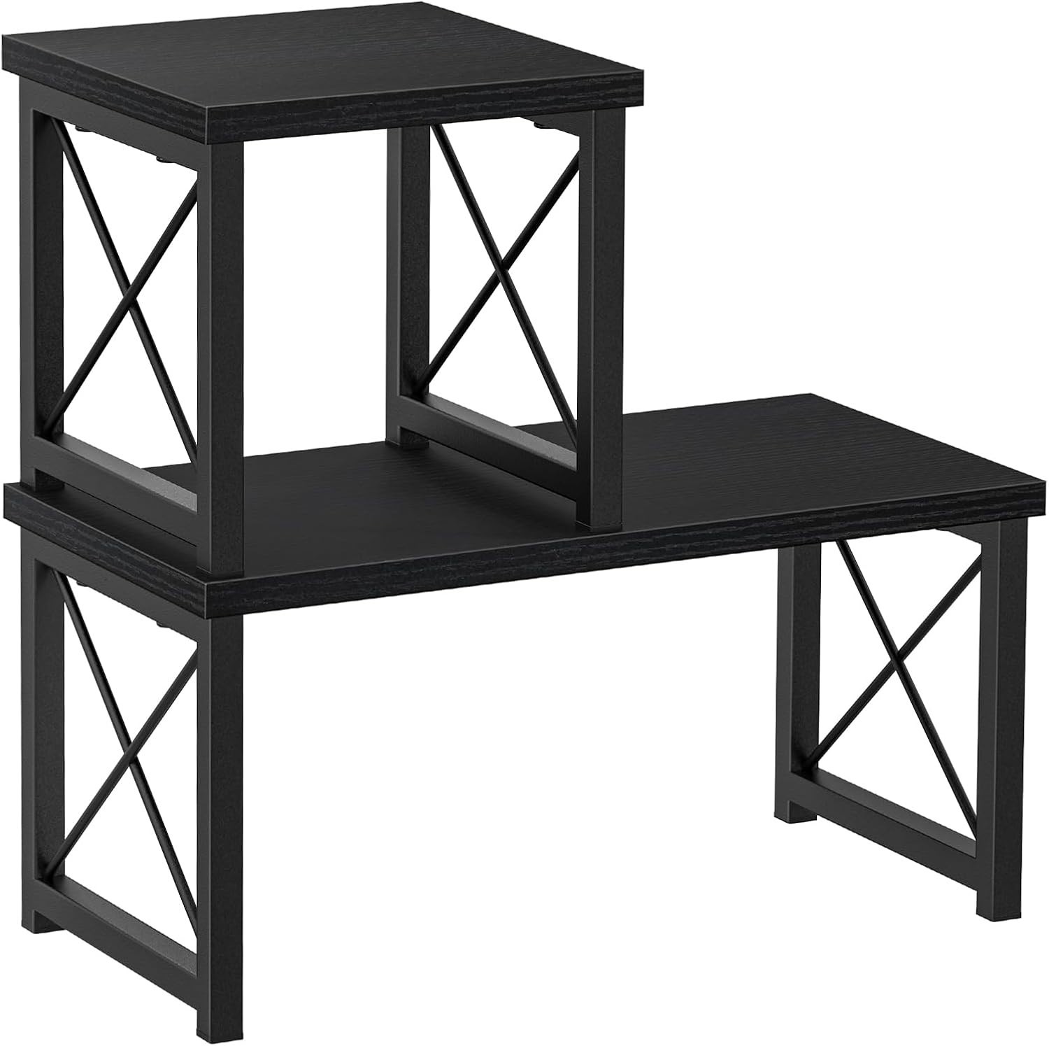 Freestanding Rustic Desk Shelf – Versatile 2 Tier Organizer for All Spaces