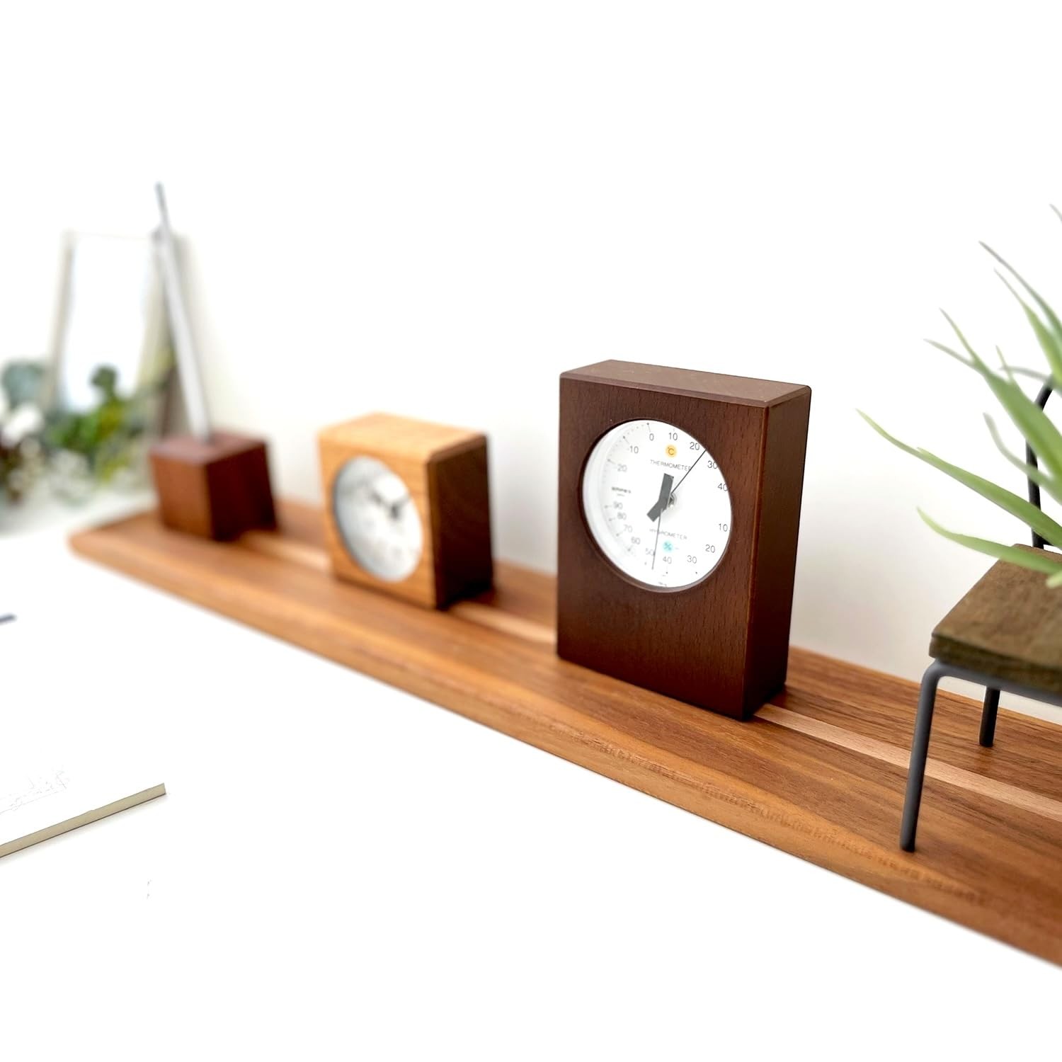 KATOMOKU Hygrometer Brown Rectangular Wooden Wall & Desk Japan