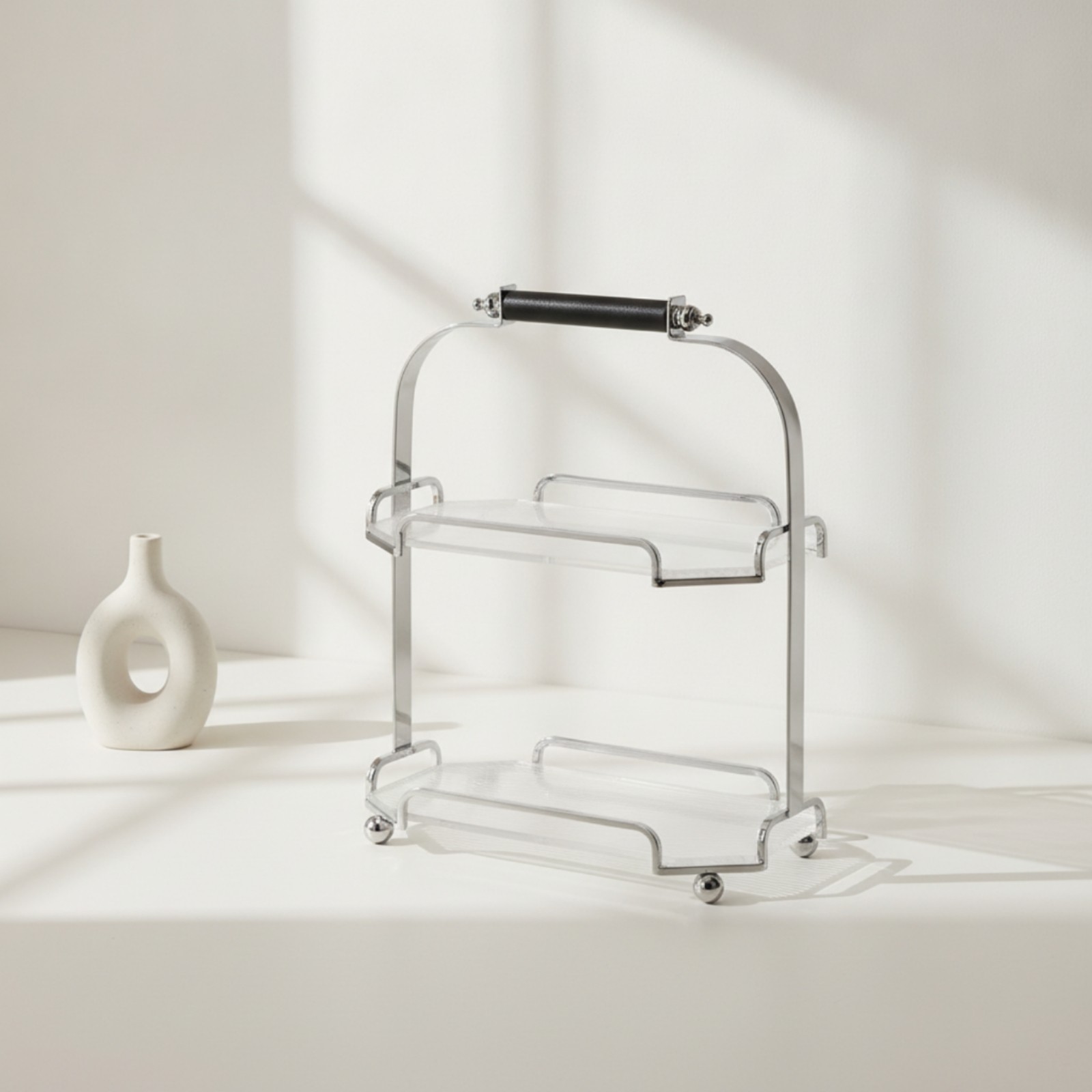 Organizer with Carrying Handle Portable Octagonal Shelf Rack for Dressing Table