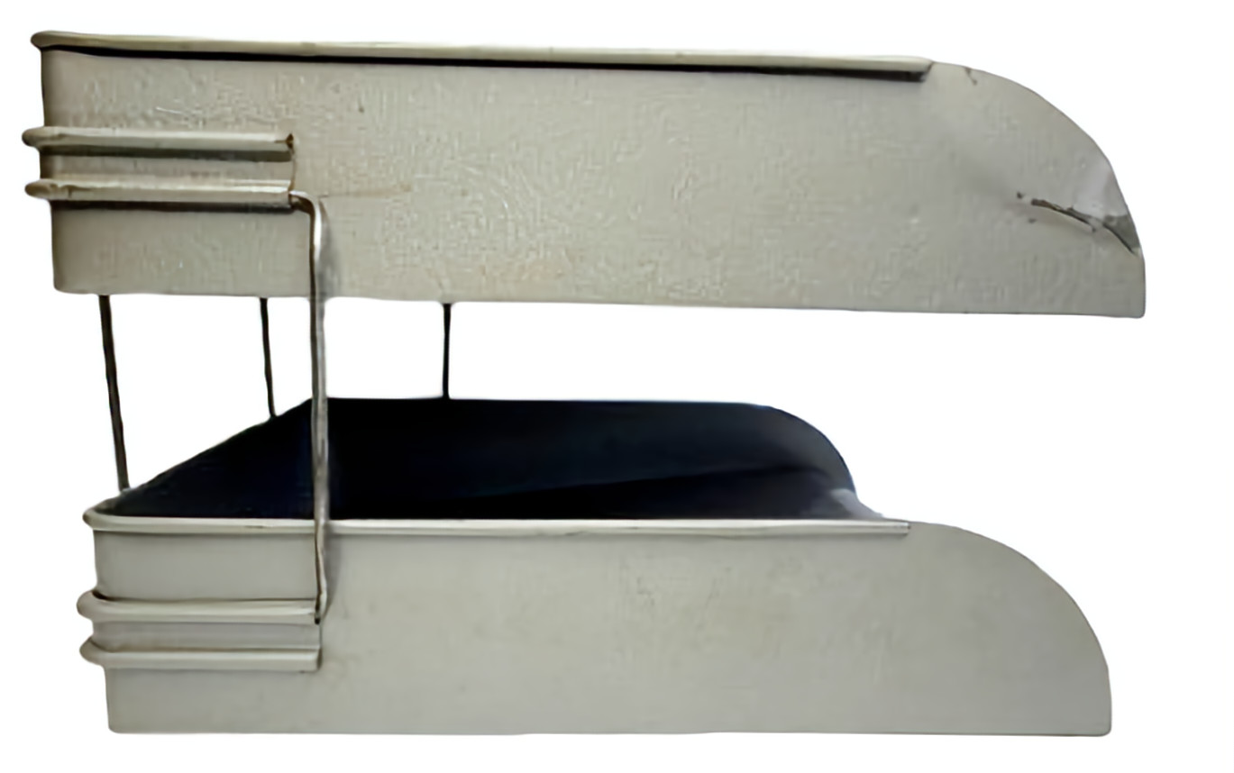 Mid Century Industrial Globe-Wernicke Metal 2 Tier Gray File Document Tray 1940s