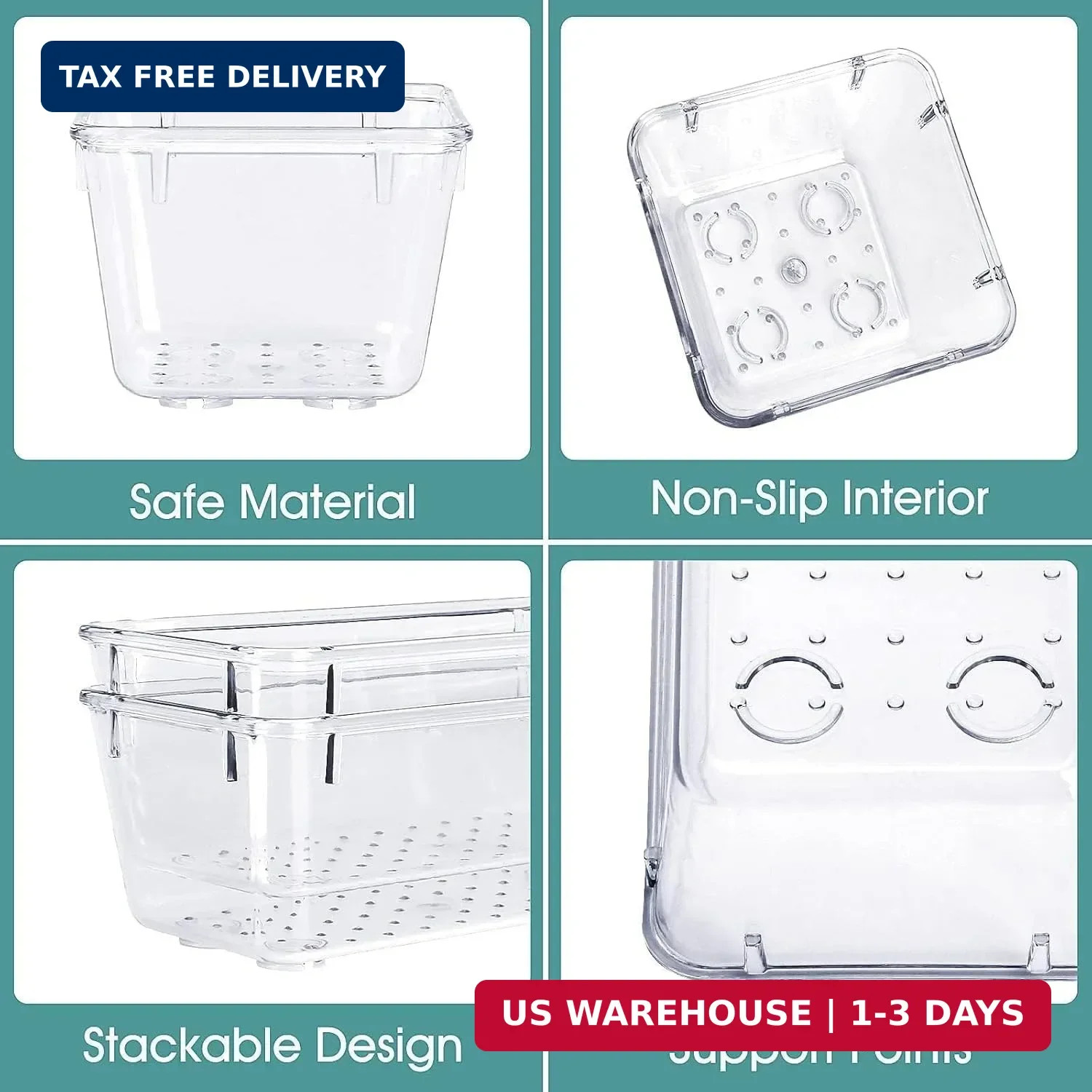 WOWBOX 25 PCS Clear Plastic Drawer Organizer Set, 4 Sizes Desk Drawer Divider Or
