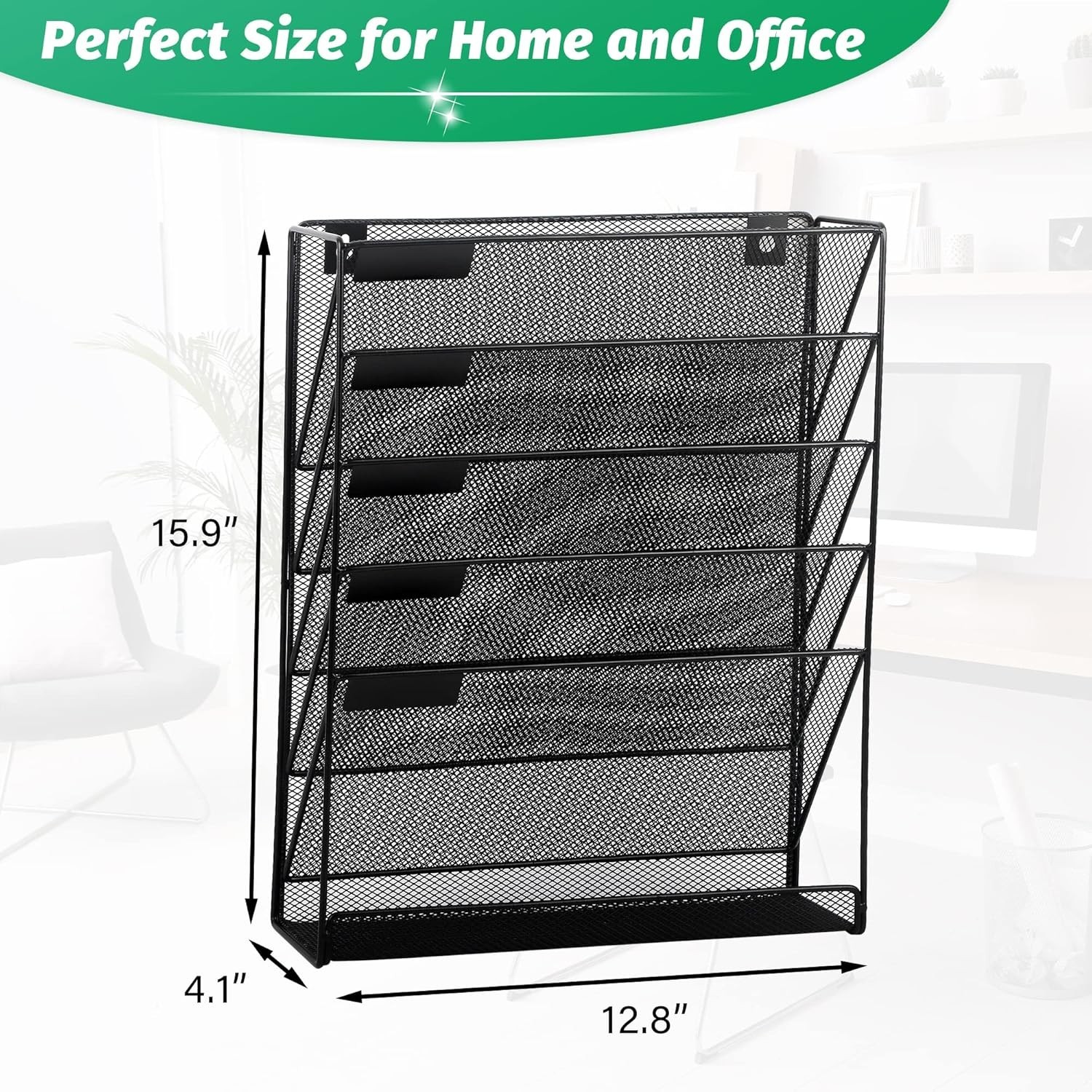 Desk File Organizer Mesh 6-Tier, Hanging Wall Mount Document Organization Sta…