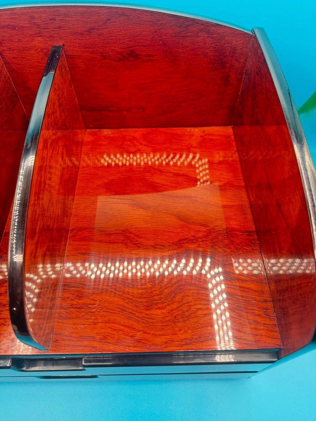 Vintage Burlwood Executive Table Top Organizer