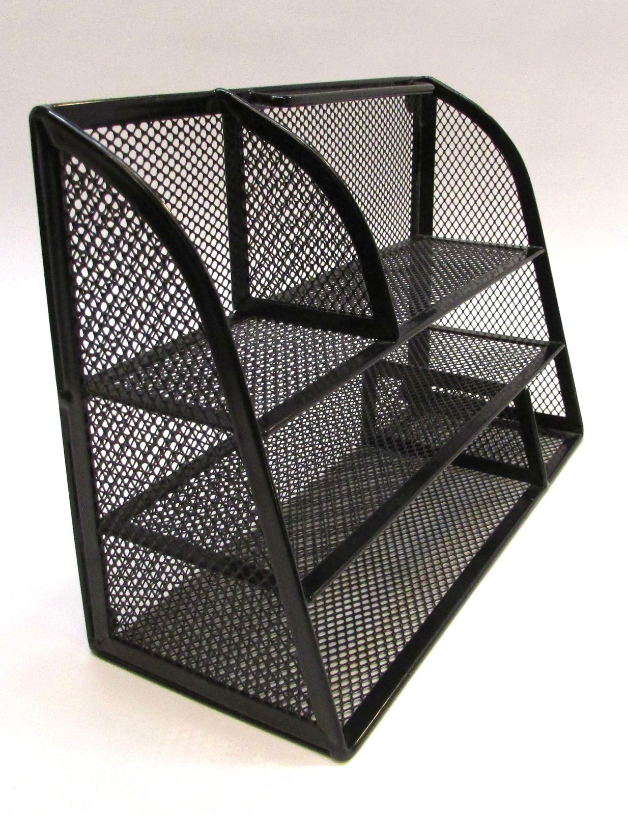 Black Steel Mesh School Home Office Desktop Organizer Horizontal or Vertical