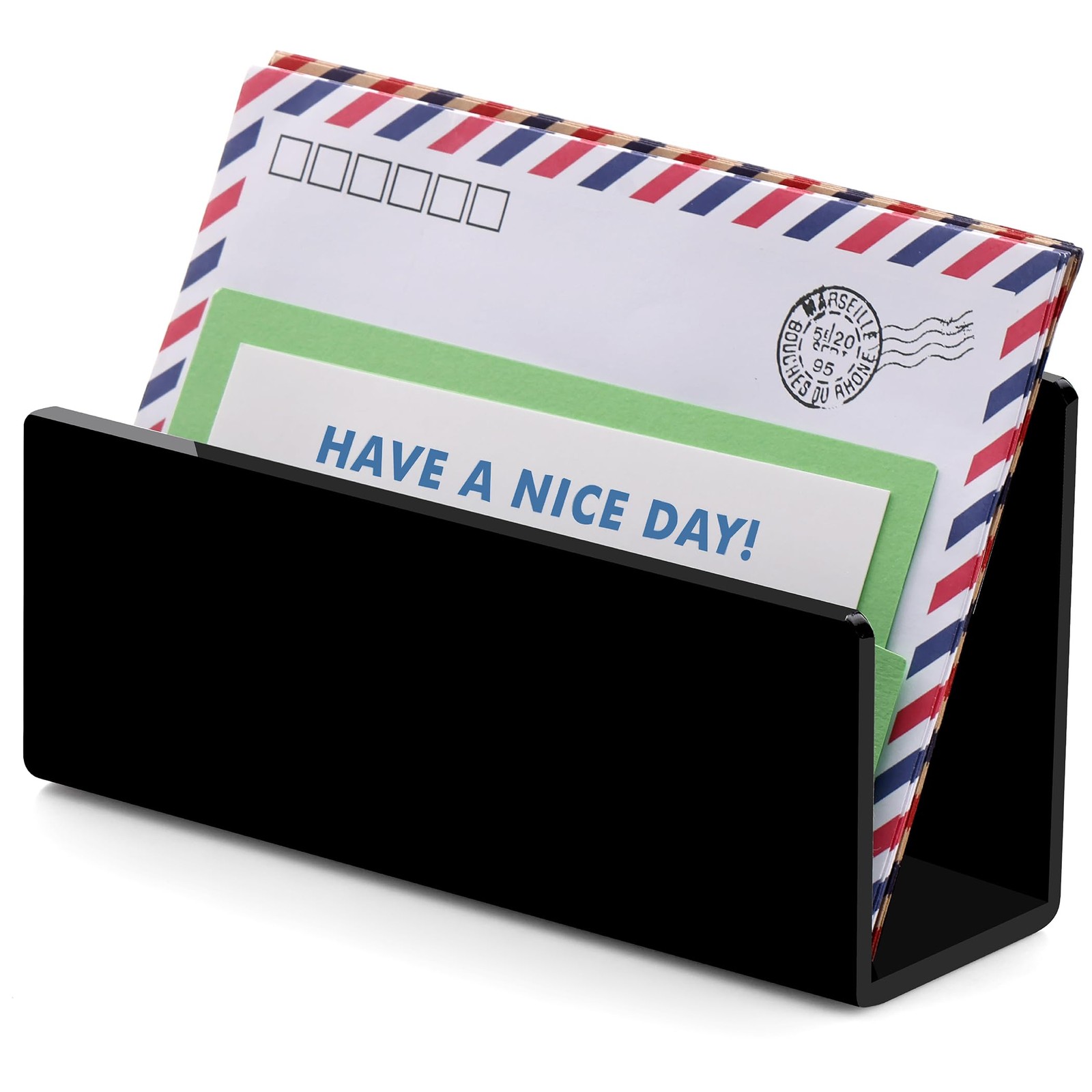Acrylic Desk Mail Organizer Sorter Black File Holder Letter Document Rack