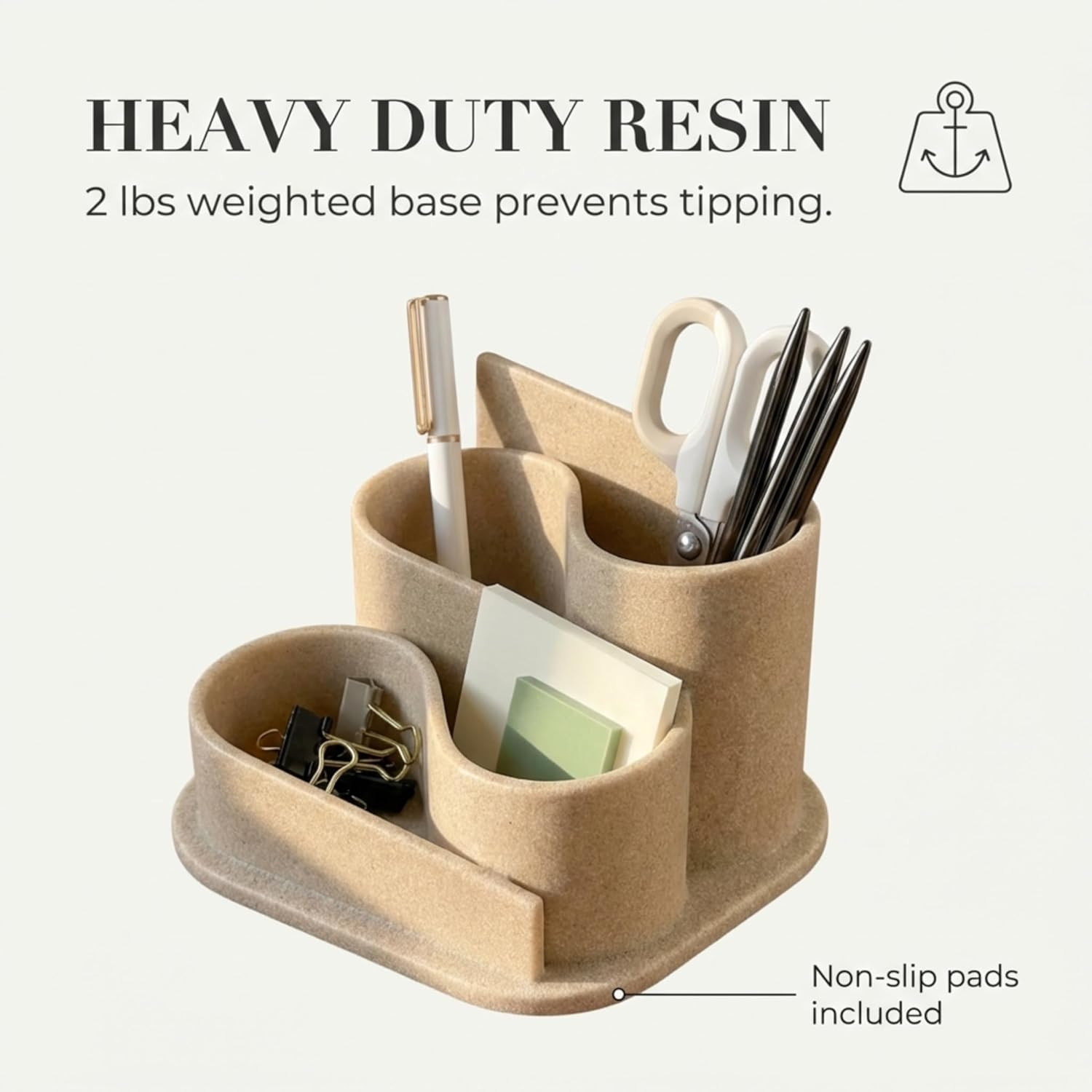 Aesthetic Beige Desk Organizer Boho Pen and Pencil Holder