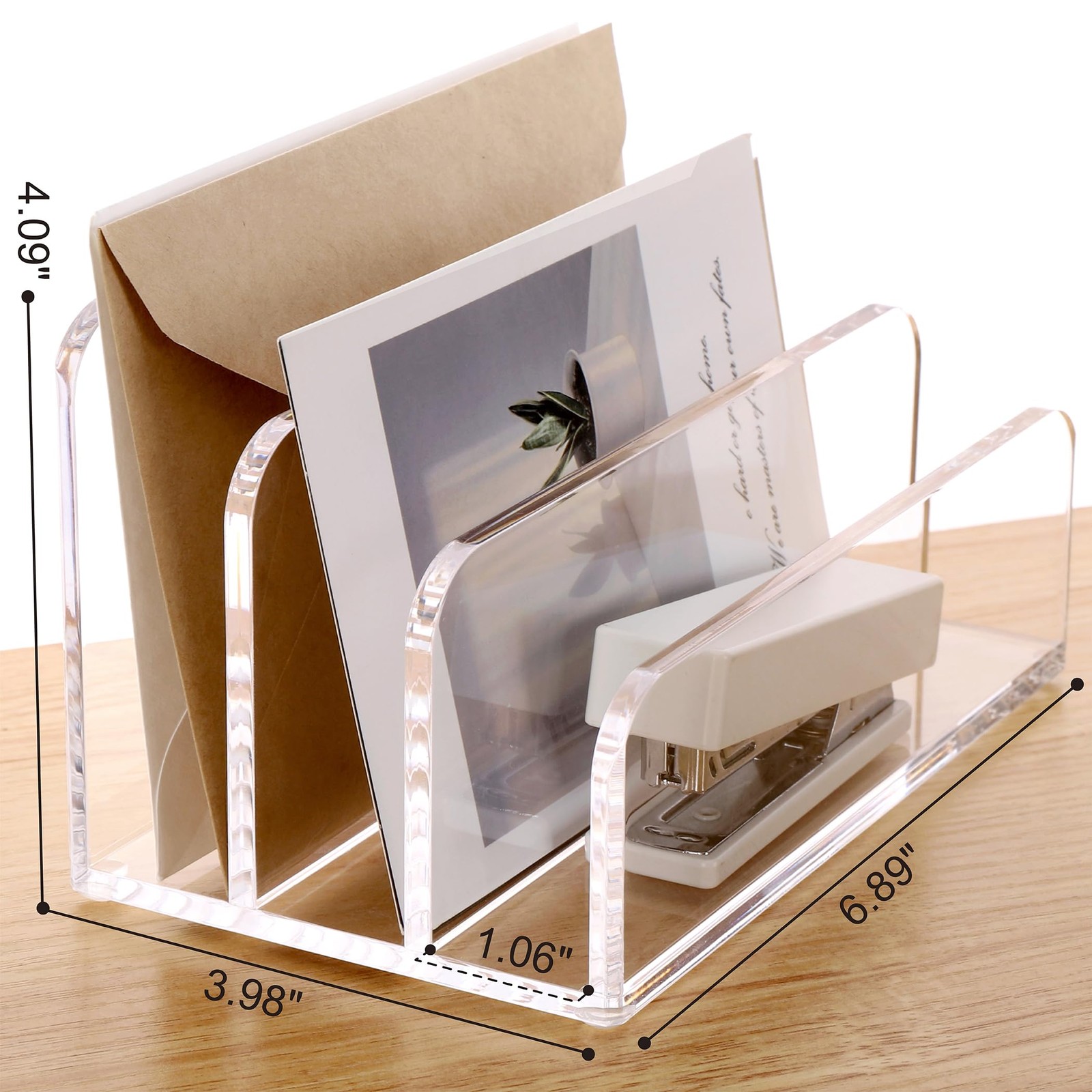 Acrylic File Mail Desktop Organizer Sorters Compartments Clear Letter Rack
