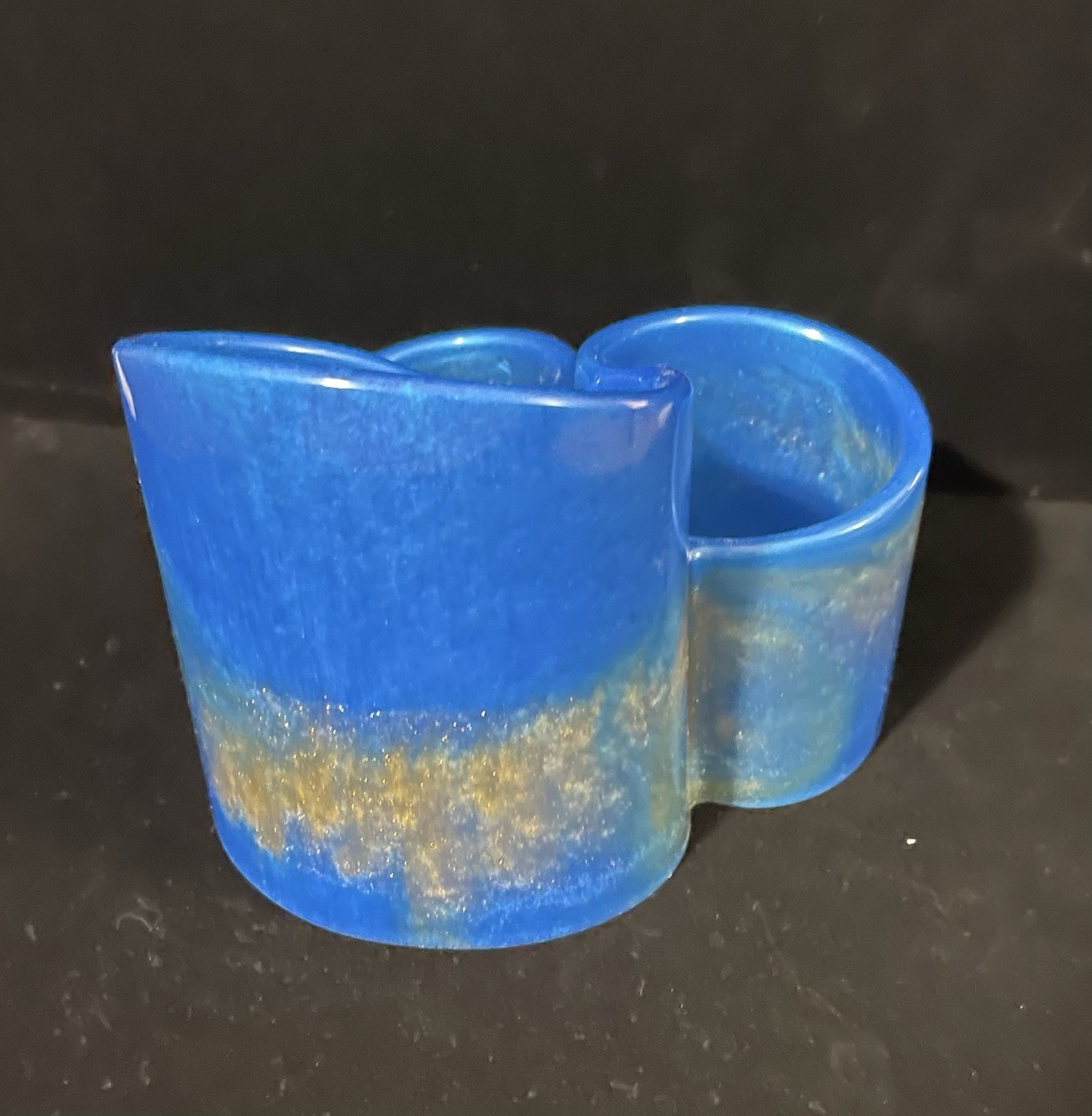 Blue Marble 3 Compartment Pencil Holder Desk Organizer for Pens, or Remotes.