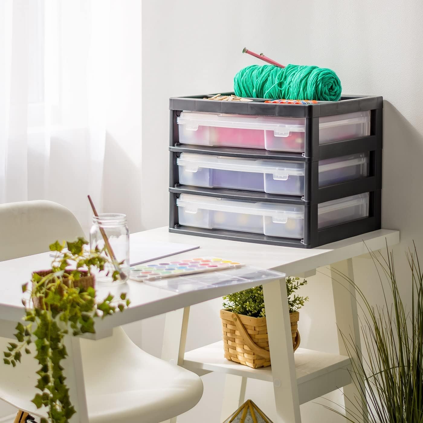 Fits 12″ x 12″ Paper, 3-Tier Desk Top Storage Unit with Organizer Top, for Of…