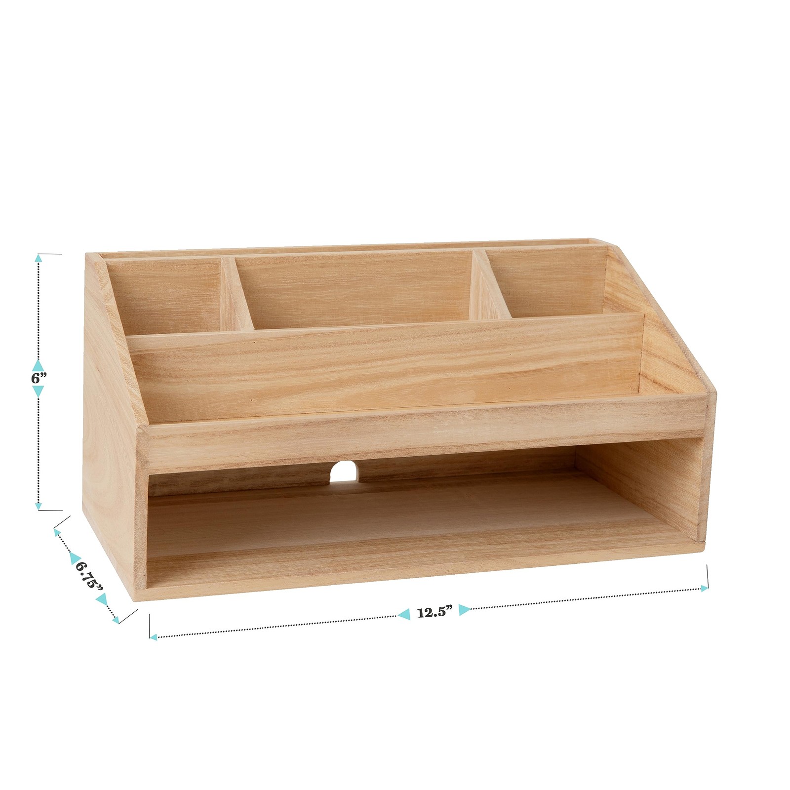 Martha Stewart Weston Wooden Desktop Organizer with Set of 1, Light Natural