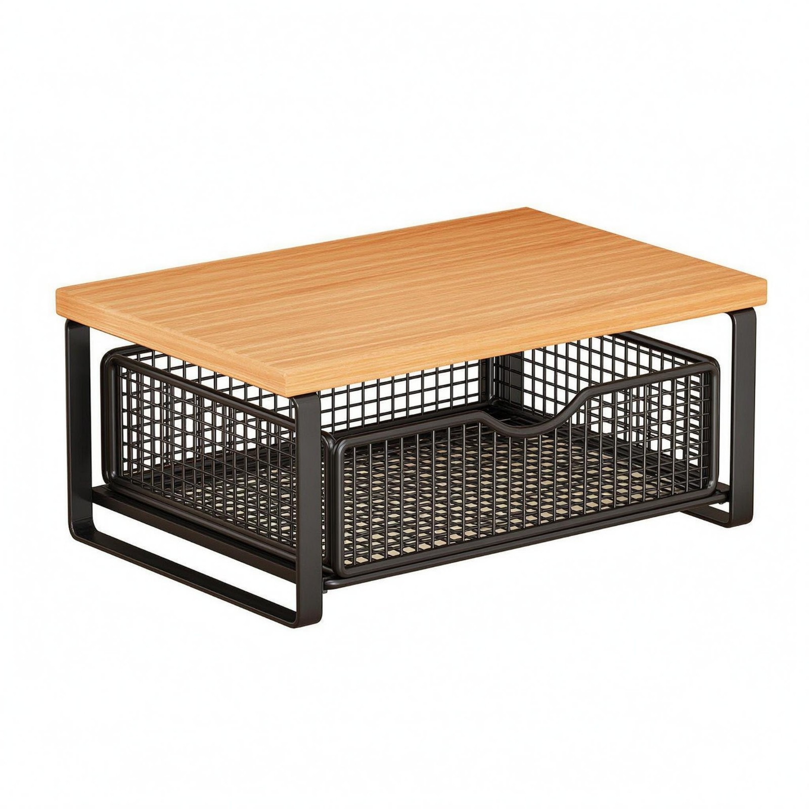 Desktop Storage Rack Wood-Look 2 Tier Desk Shelf Compact